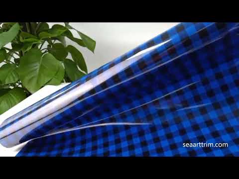 Fabric of a blue plaid pattern