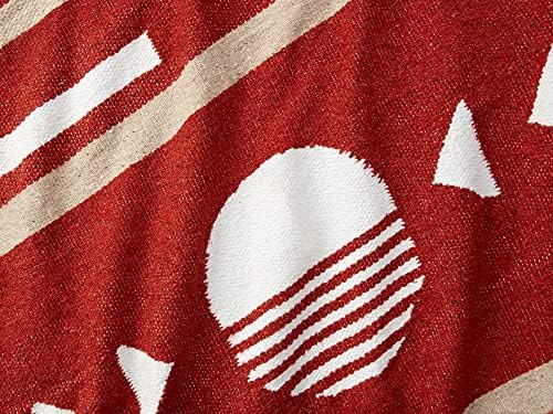 Vibrant Maroon & Tan Mexican Blanket: Authentic Handmade Serape for Beach, Yoga, Camping, or Decor