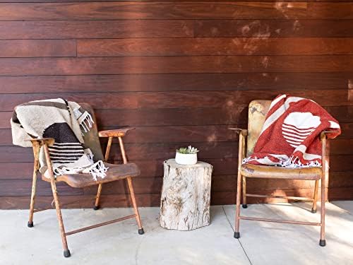 Vibrant Maroon & Tan Mexican Blanket: Authentic Handmade Serape for Beach, Yoga, Camping, or Decor