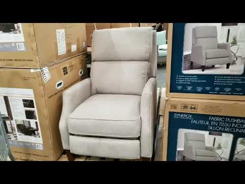 Recliner with Fabric Upholstery that Offers Pushback Feature