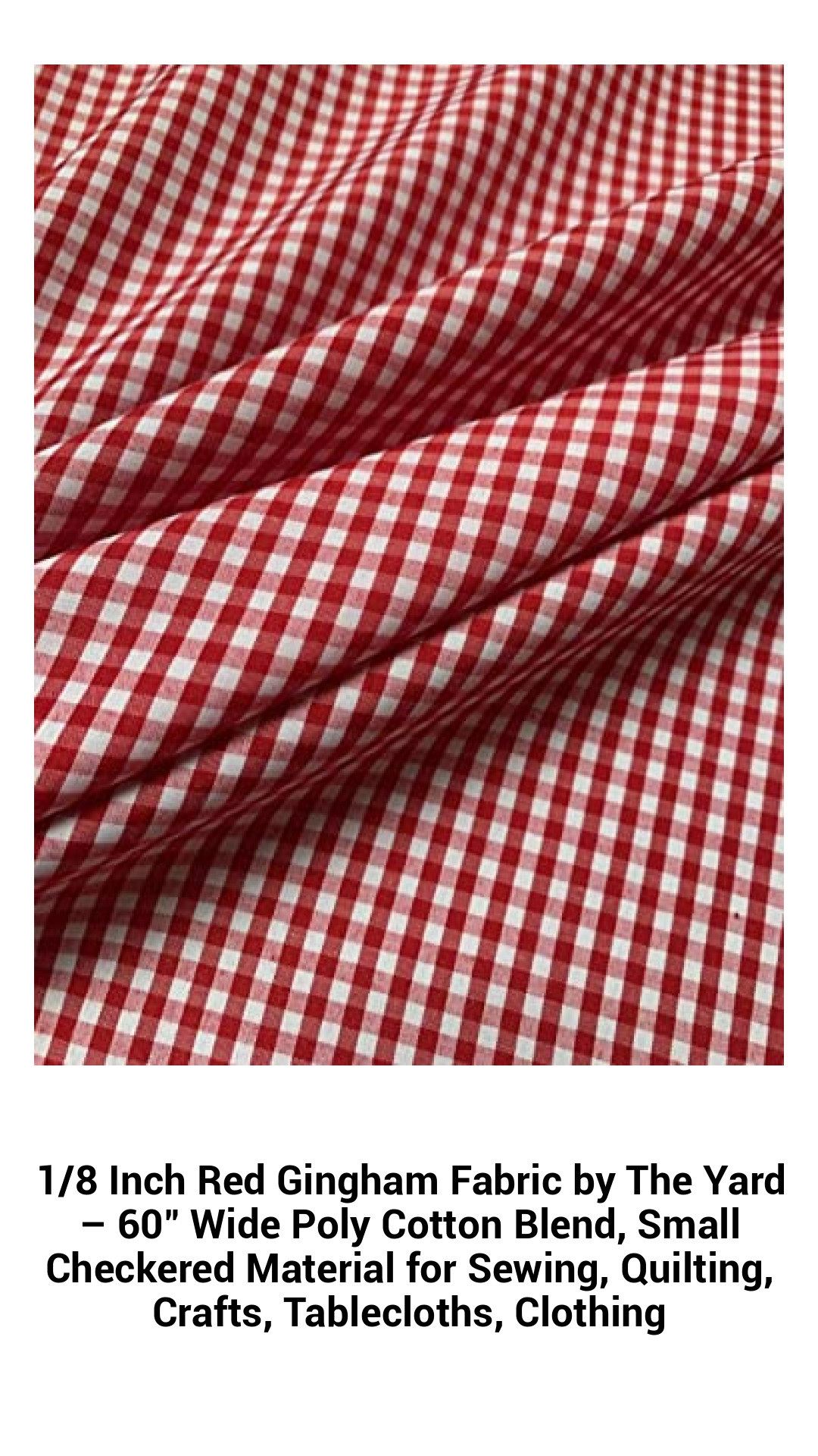 1/8 Inch Red Gingham Fabric by The Yard – 60" Wide Poly Cotton Blend, Small Checkered Material for Sewing, Quilting, Crafts, Tablecloths, Clothing 1/8 Inch Red Gingham Fabric by The Yard – 60" Wide Poly Cotton Blend, Small Checkered Material for Sewing, Quilting, Crafts, Tablecloths, Clothing