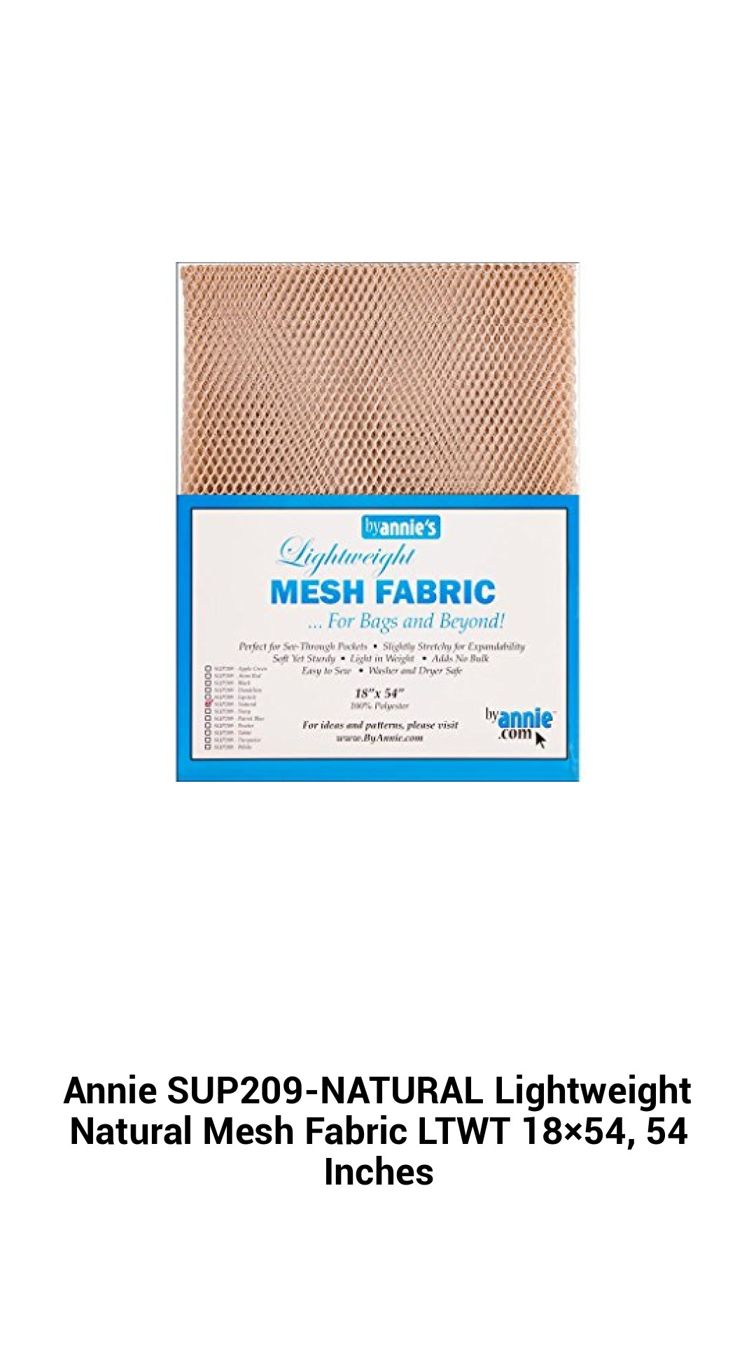 Premium Lightweight Natural Mesh Fabric by Annie - Versatile 18x54 Inches for Seamless Sewing Projects and Stylish Accessories