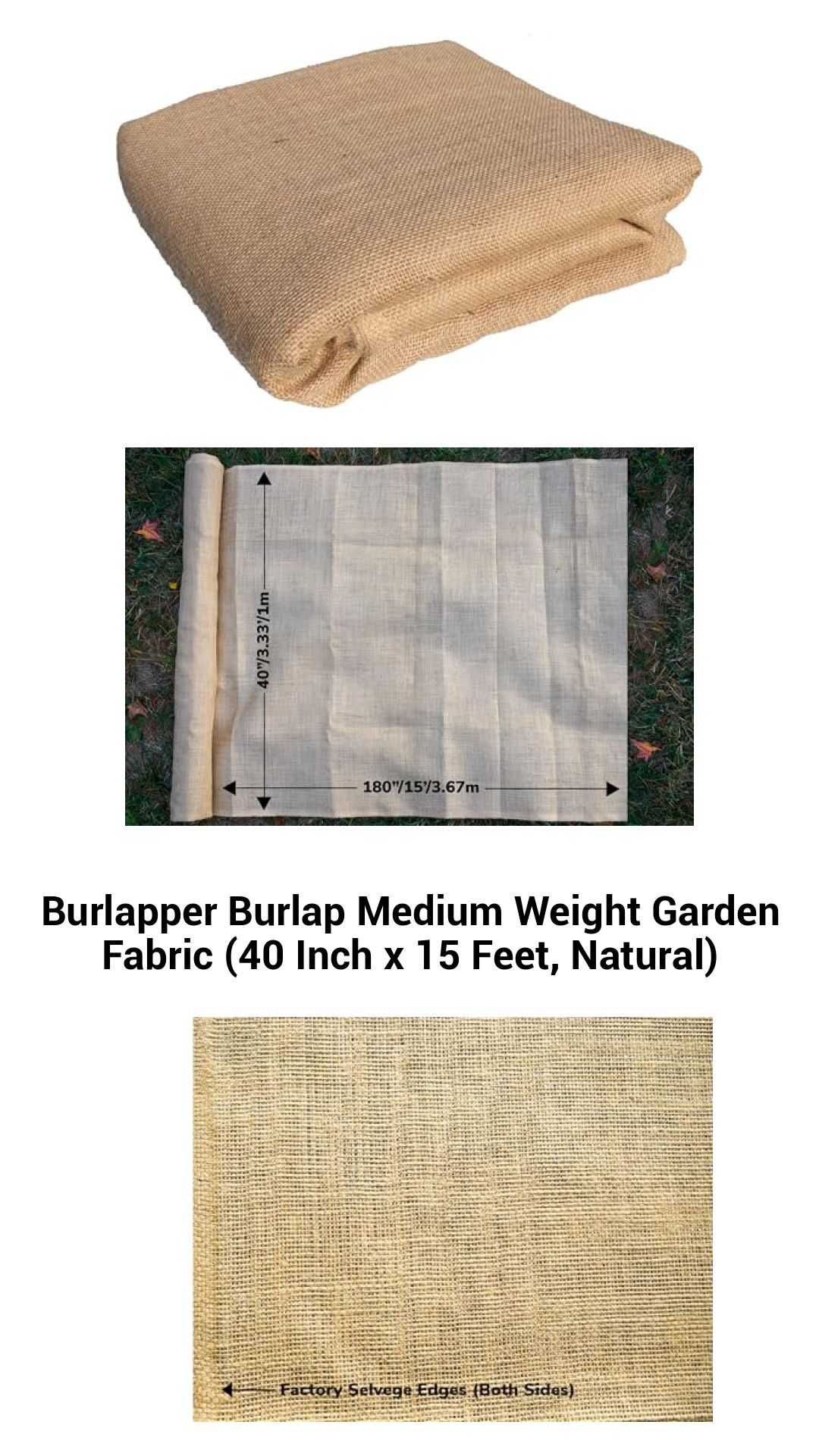 Burlapper Burlap Medium Weight Garden Fabric (40 Inch x 15 Feet, Natural) Burlapper Burlap Medium Weight Garden Fabric (40 Inch x 15 Feet, Natural)