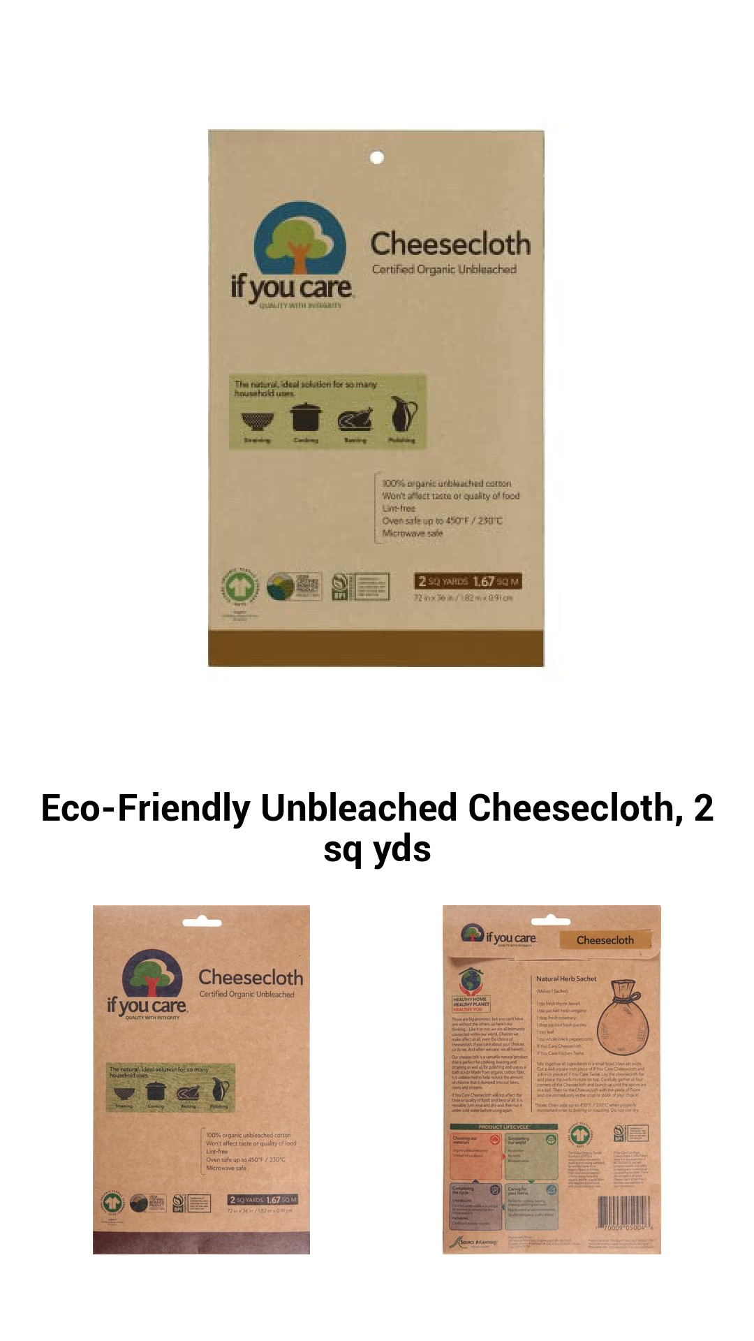 Eco-Friendly Unbleached Cheesecloth, 2 sq yds