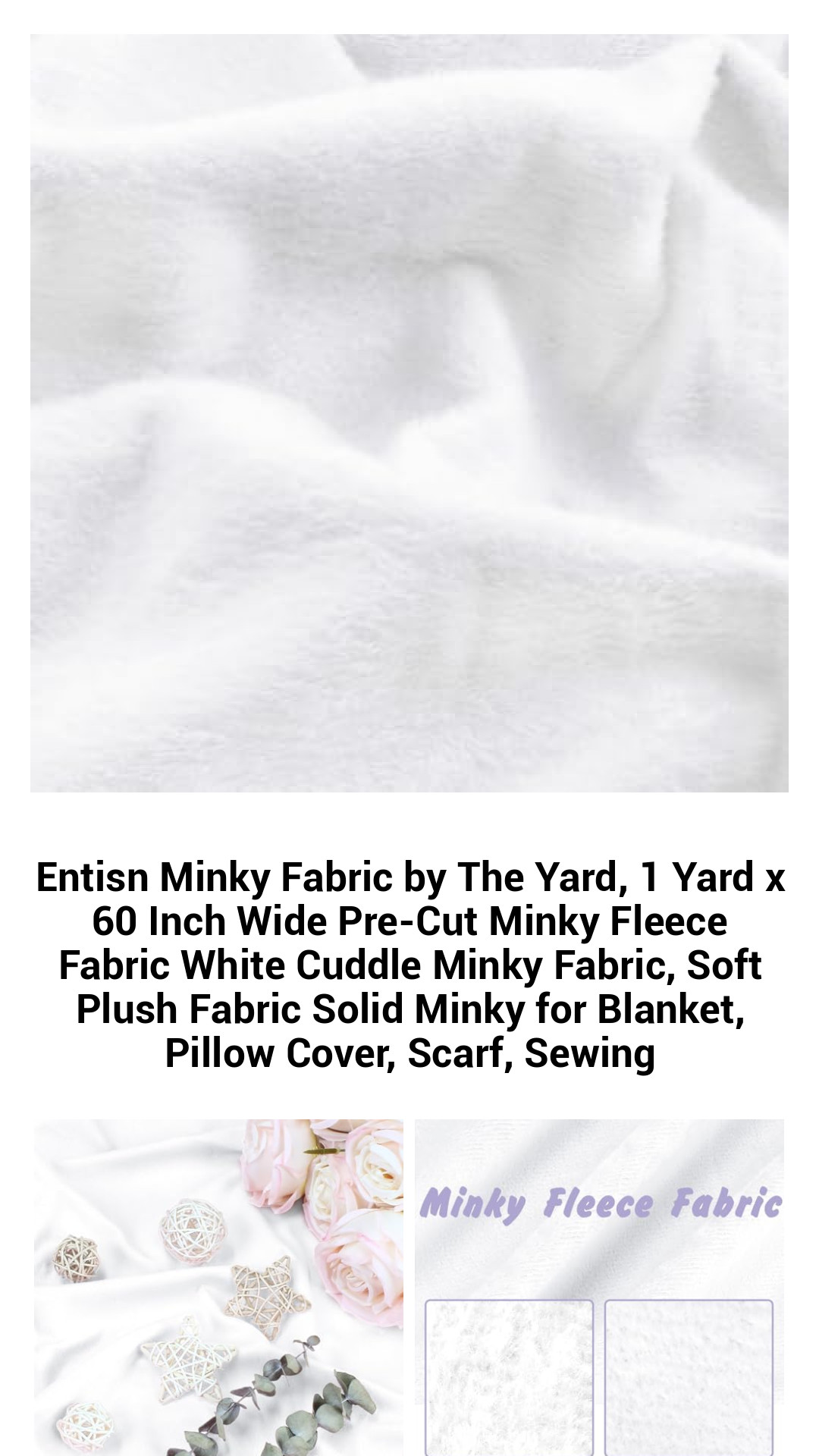 Luxurious Soft Minky Fabric by The Yard - 1 Yard x 60 Inch Wide Cozy Fleece for Blankets, Pillows, and More