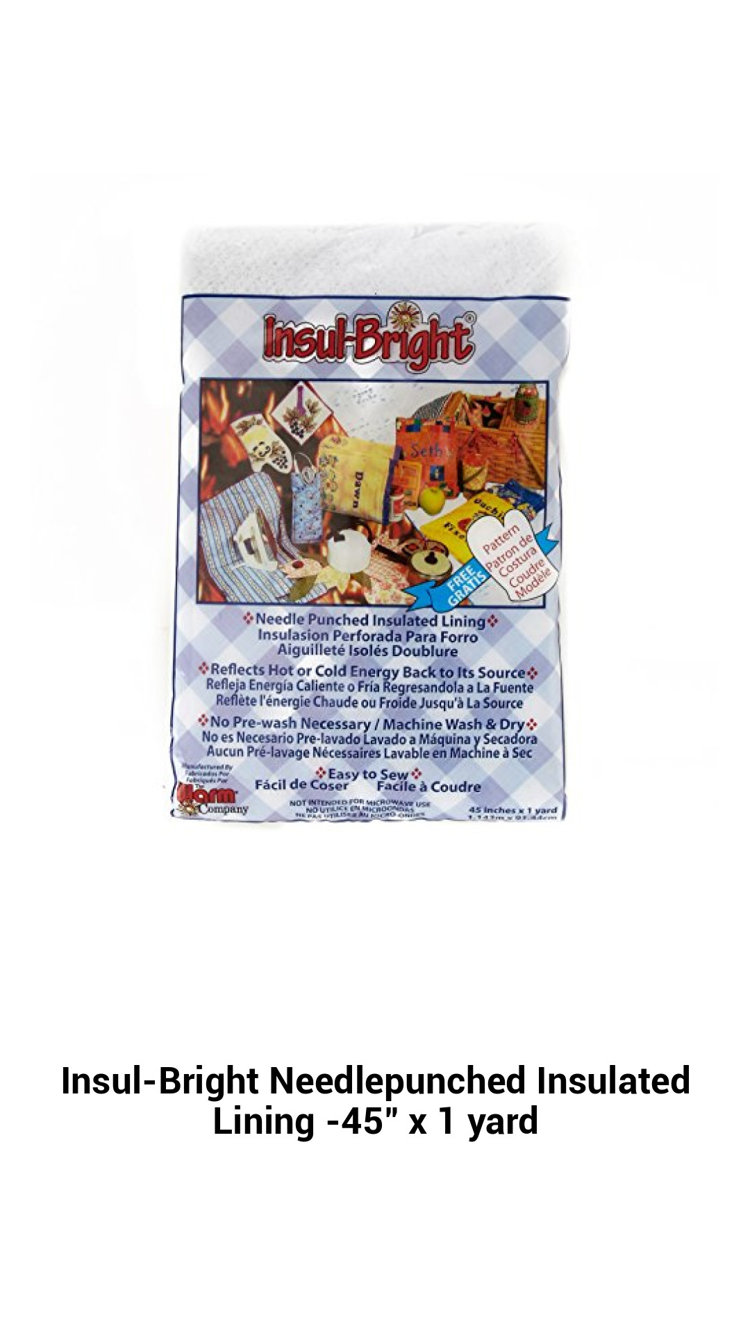 Premium Insul-Bright Needlepunched Insulated Lining - 45 Inches x 1 Yard for DIY Projects