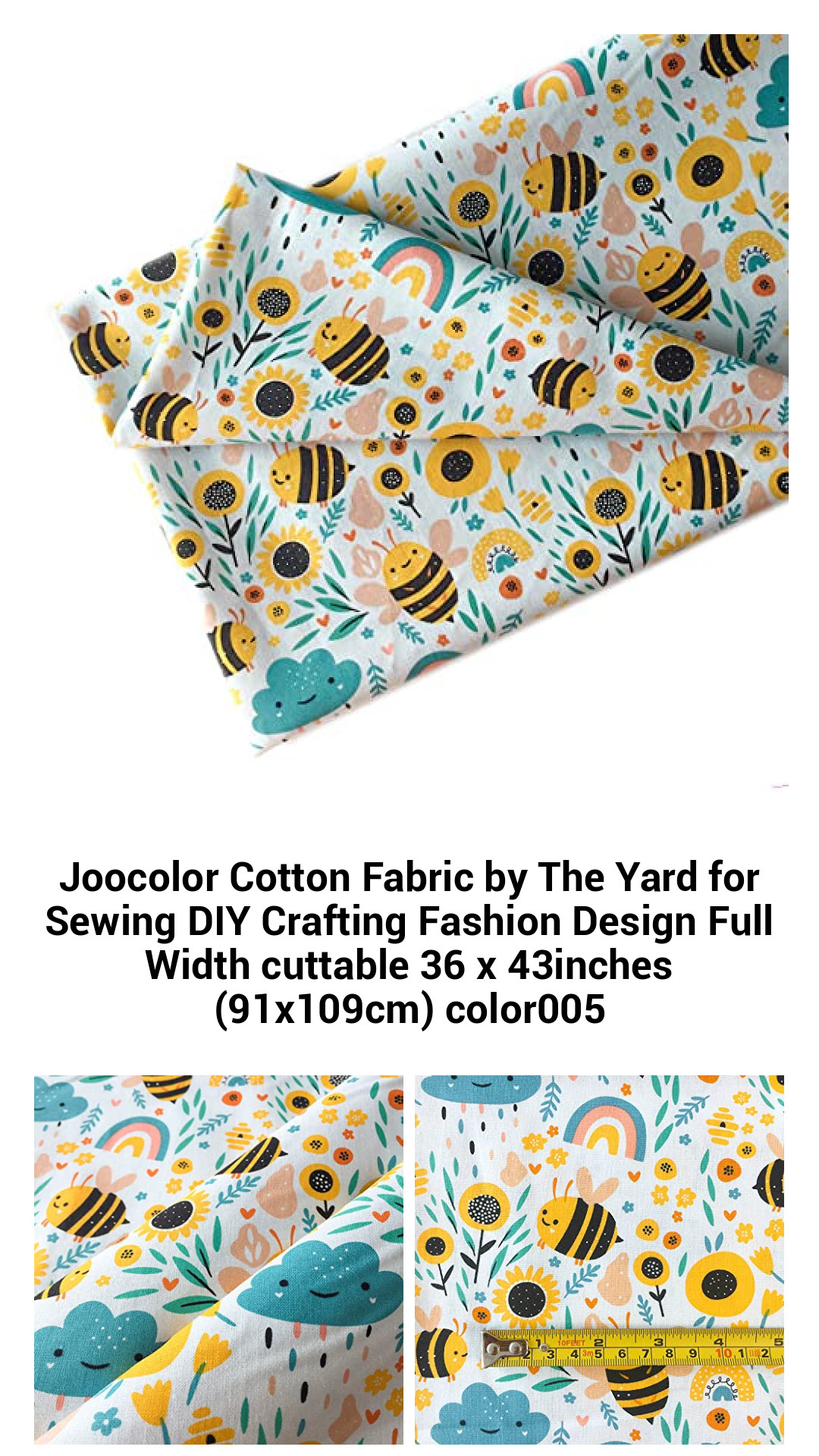 Joocolor Cotton Fabric by The Yard for Sewing DIY Crafting Fashion Design Full Width cuttable 36 x 43inches (91x109cm) color005 Joocolor Cotton Fabric by The Yard for Sewing DIY Crafting Fashion Design Full Width cuttable 36 x 43inches (91x109cm) color005