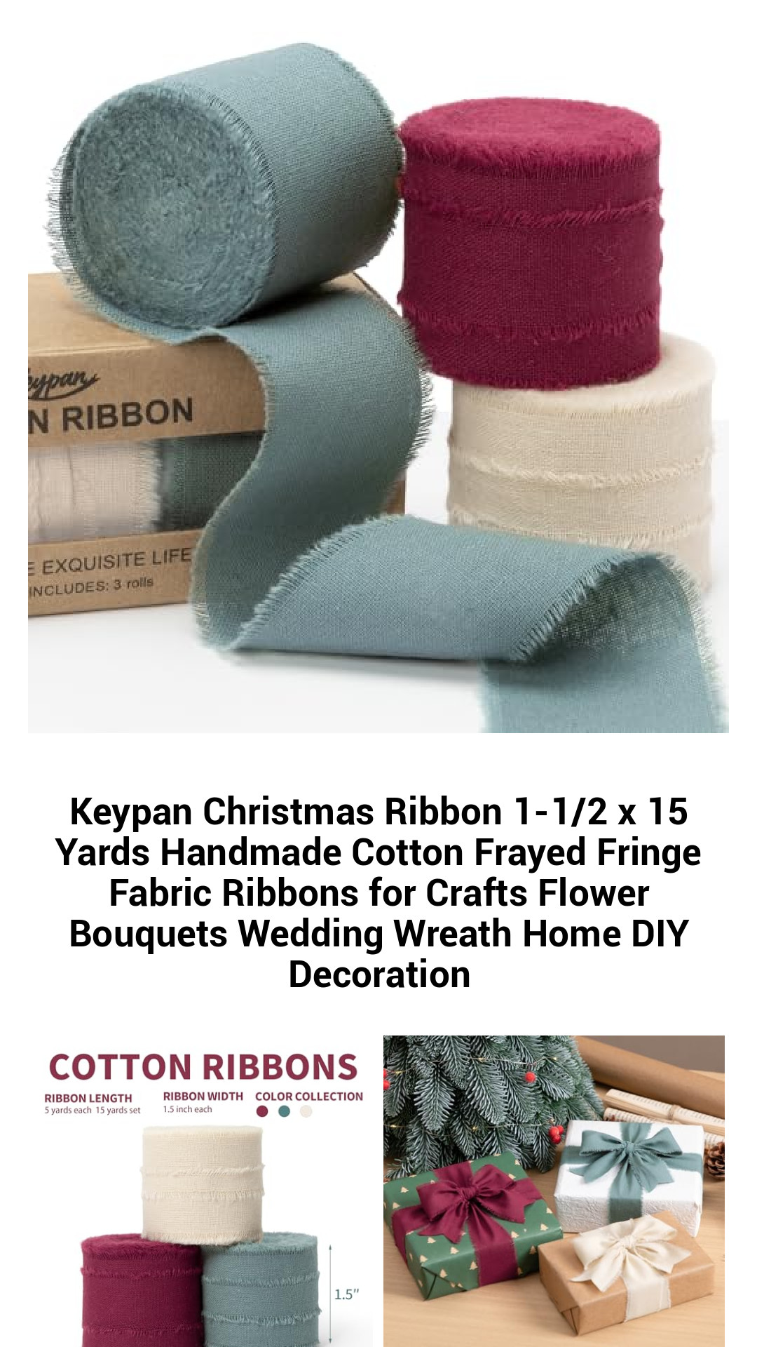 Premium Handmade Cotton Fringed Ribbon – 1.5-Inch x 15 Yards for Crafting, Floral Arrangements, Weddings, and DIY Decor