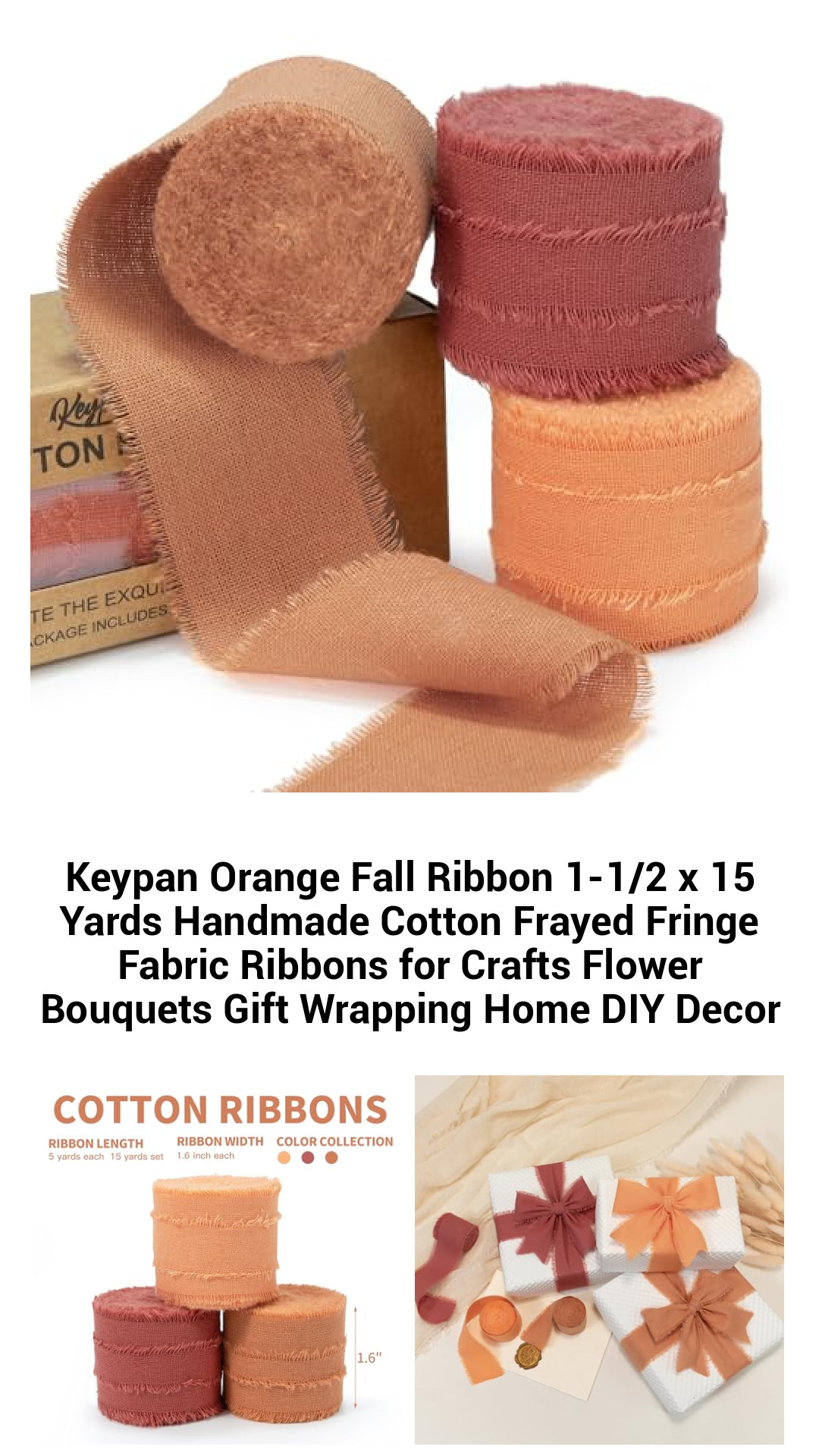 Premium Handmade Orange Cotton Fringe Ribbon - 15 Yards of Versatile Crafting Delight for Gift Wrapping, Floral Arrangements, and Home Decor