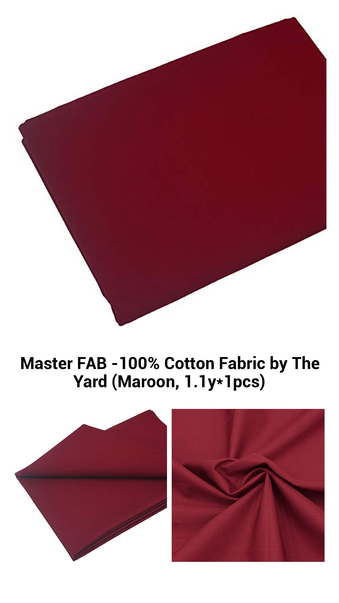 Premium Maroon 100% Cotton Fabric by the Yard - Soft, Breathable, Ideal for Sewing and Crafts