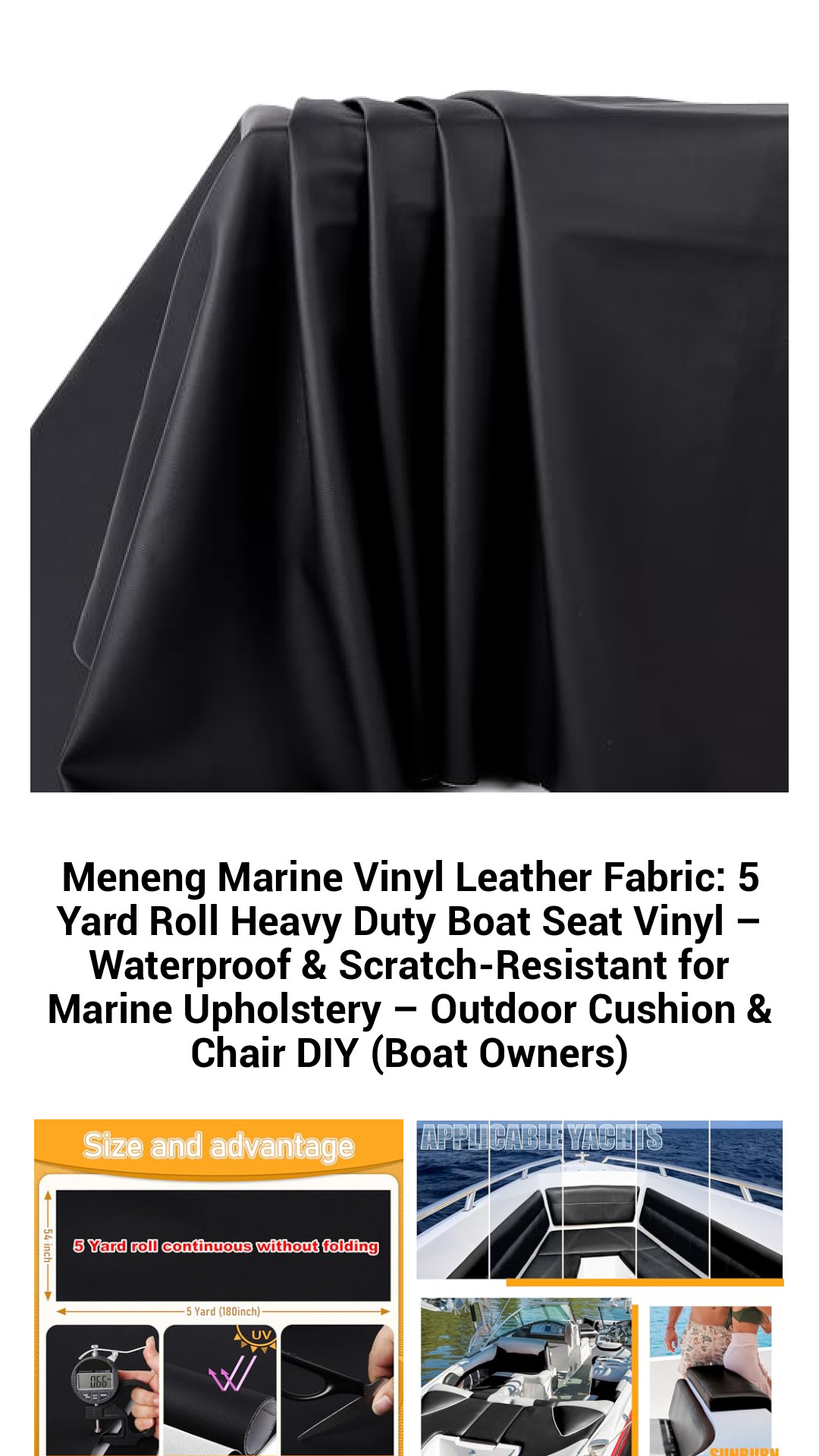 Heavy-Duty Marine Vinyl Upholstery Fabric - 5 Yard Waterproof & Scratch-Resistant Leather for Boat Seats, Outdoor Cushions, & DIY Projects