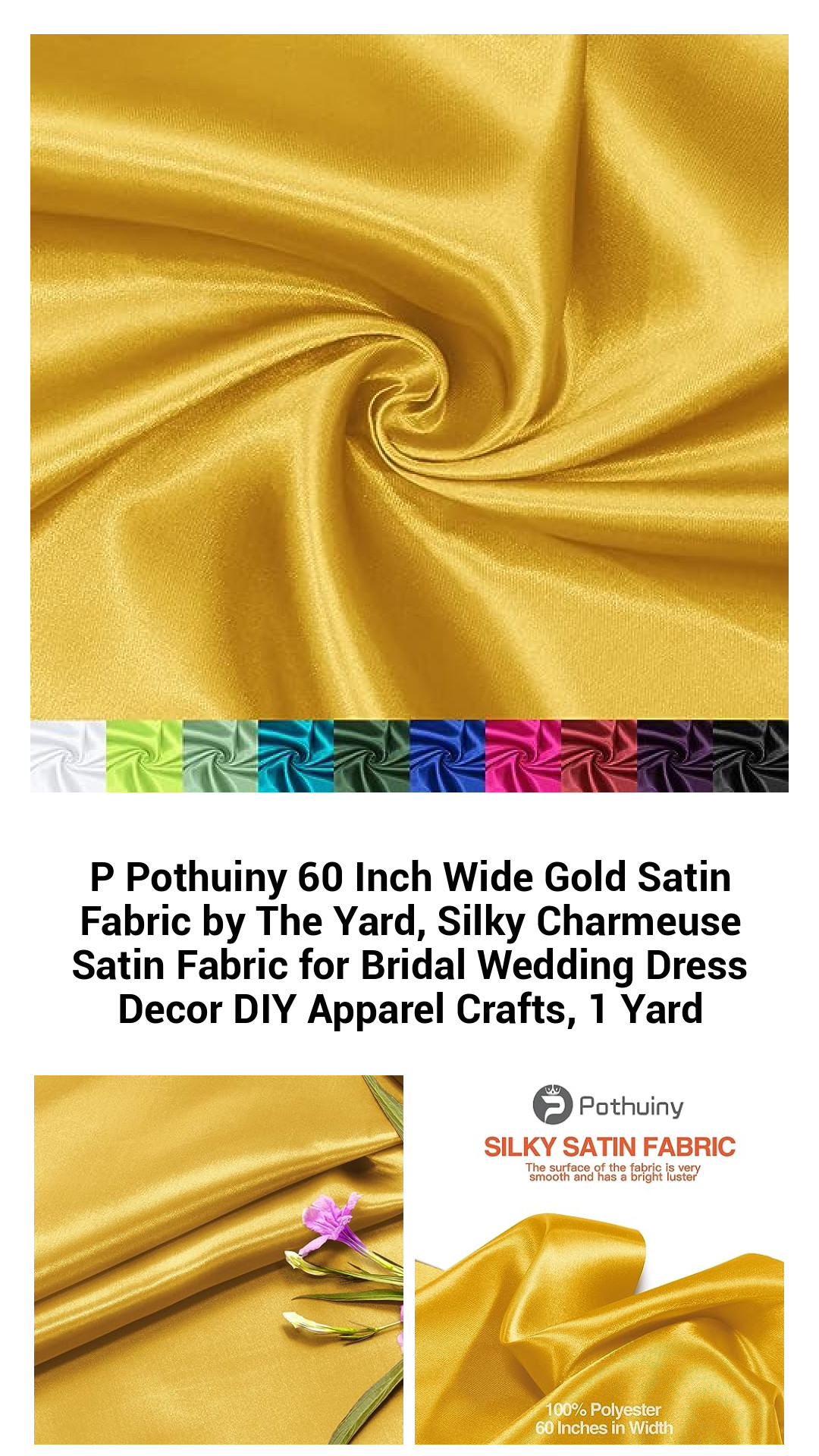 Luxurious 60 Inch Gold Satin Charmeuse Fabric by the Yard - Perfect for Bridal Dresses, DIY Crafts & Elegant Decor