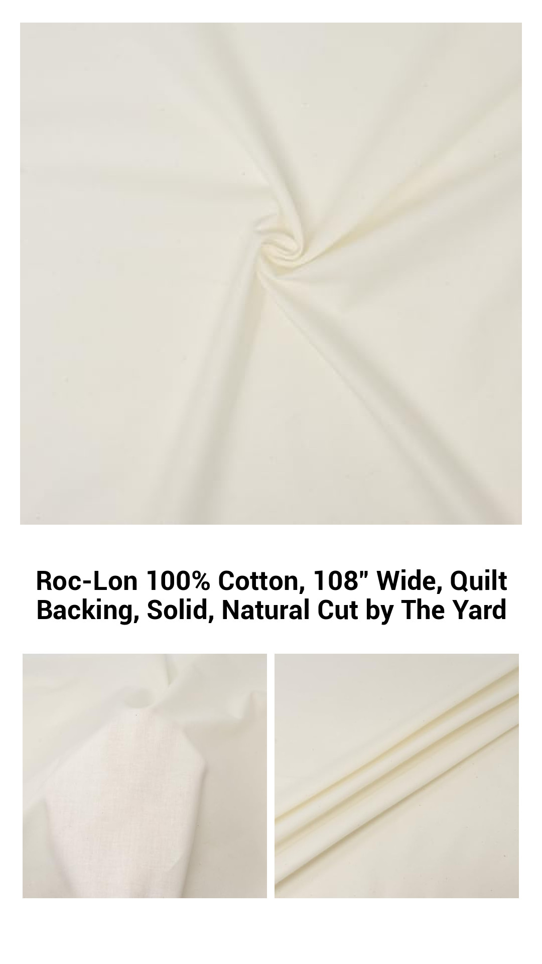 Premium 108-Inch Wide 100% Cotton Quilt Backing Fabric - Solid Natural Cut by The Yard for Cozy Creations