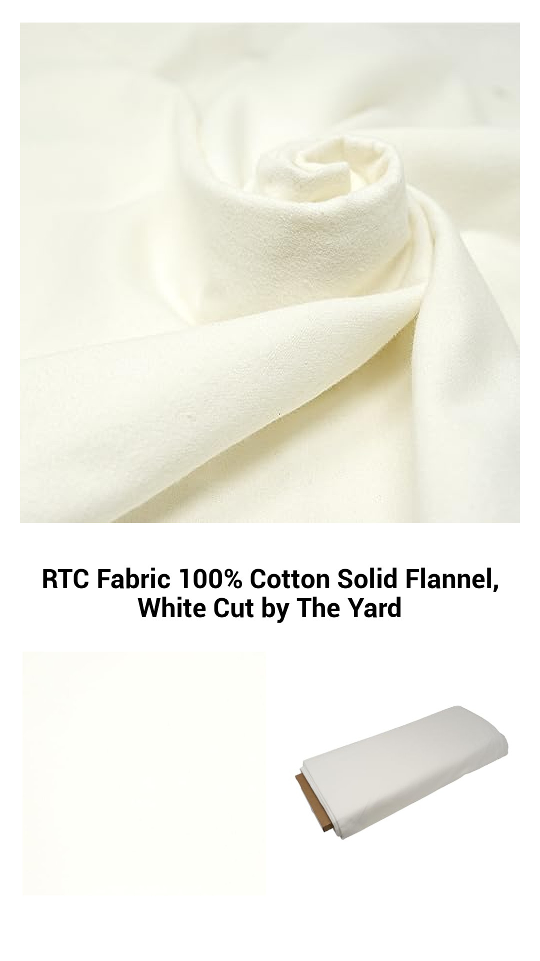 Premium 100% Cotton Solid Flannel Fabric in Crisp White - Versatile Crafting Material Cut by the Yard