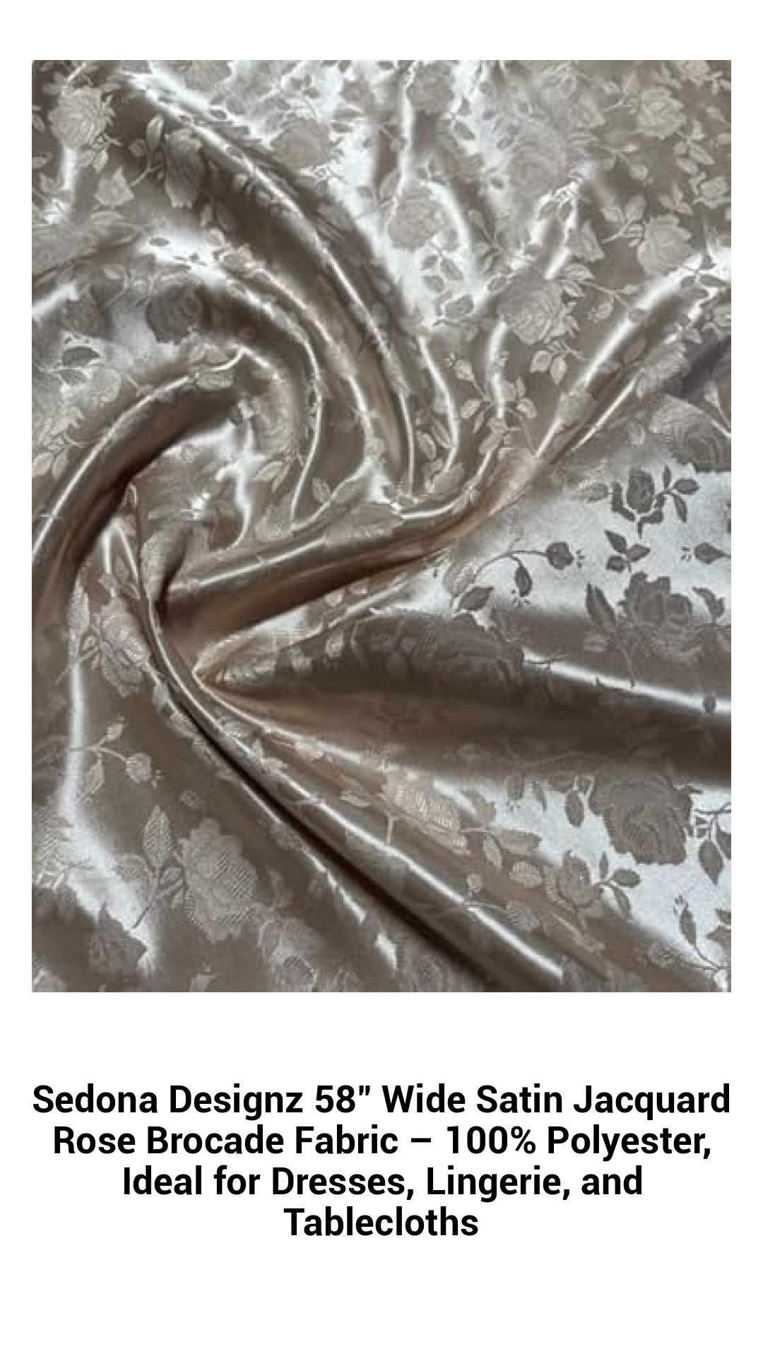 Luxurious 58" Wide Satin Jacquard Rose Brocade Fabric - 100% Polyester for Elegant Dresses, Lingerie, and Table Decorations