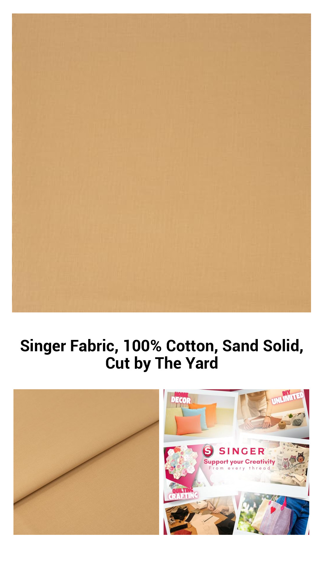 Singer Fabric, 100% Cotton, Sand Solid, Cut by The Yard Singer Fabric, 100% Cotton, Sand Solid, Cut by The Yard