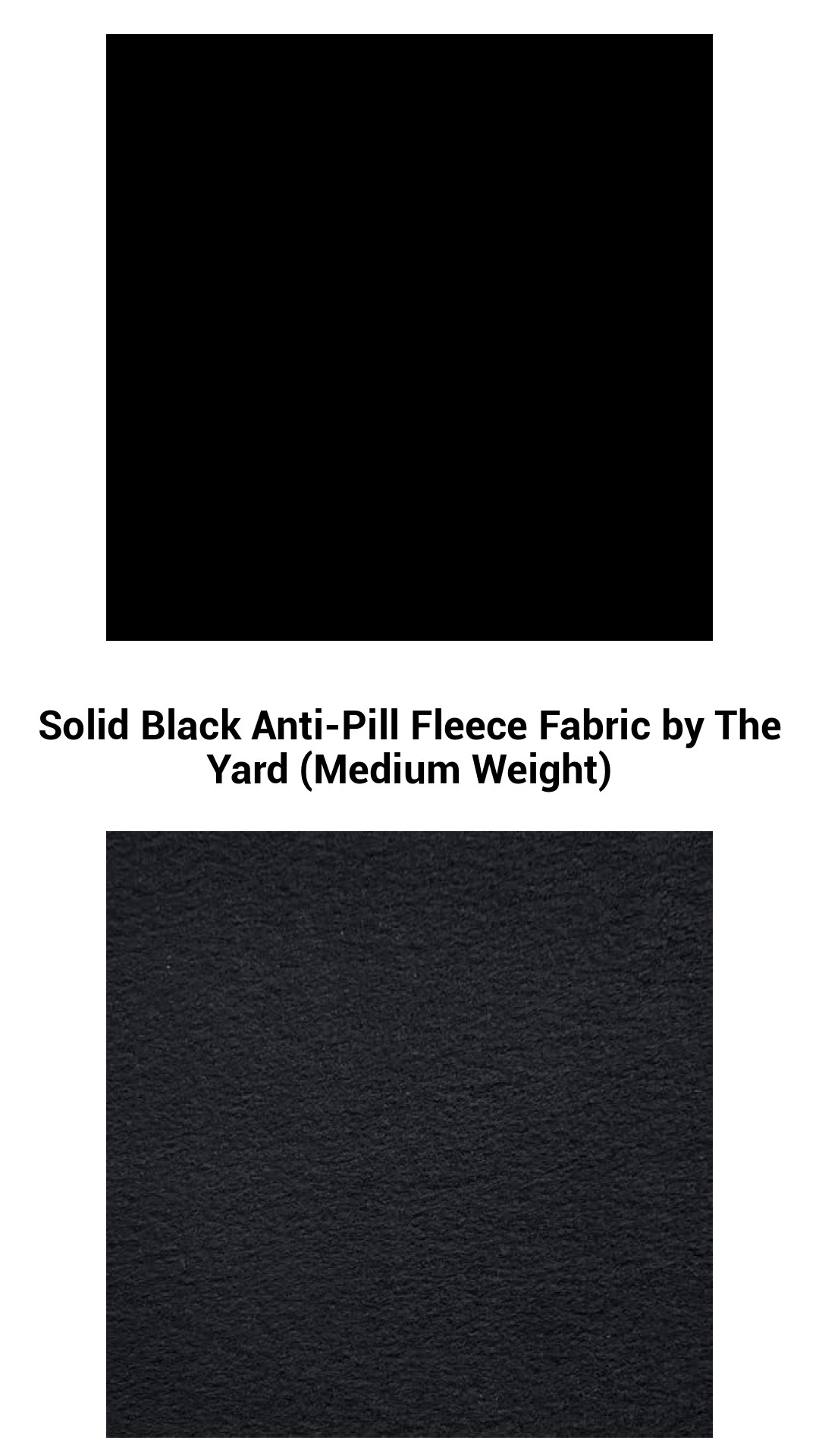 Premium Solid Black Anti-Pill Fleece Fabric – Medium Weight, 60 Inches Wide, Perfect for Sewing and Crafting