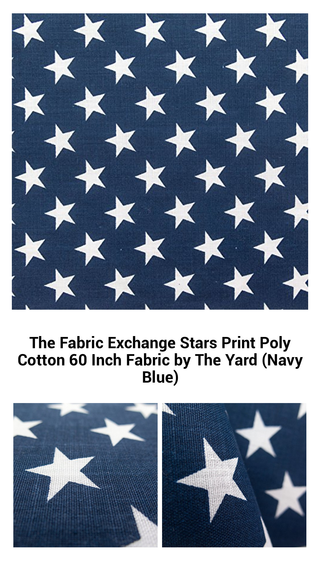 The Fabric Exchange Stars Print Poly Cotton 60 Inch Fabric by The Yard (Navy Blue) The Fabric Exchange Stars Print Poly Cotton 60 Inch Fabric by The Yard (Navy Blue)