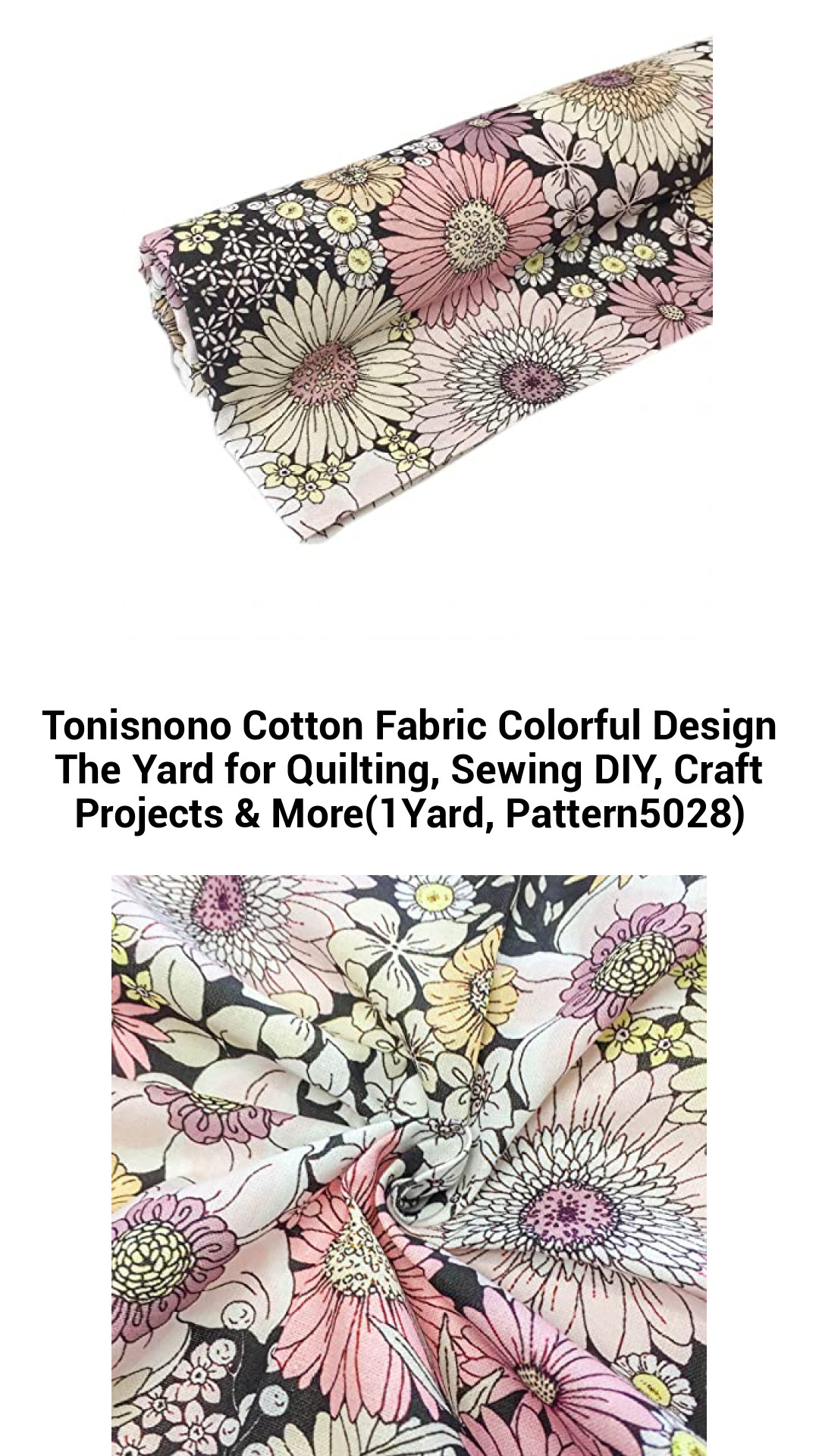 Vibrant 100% Cotton Fabric - Colorful Quilting & Sewing Material for DIY Crafts (1 Yard, Pattern 5028)