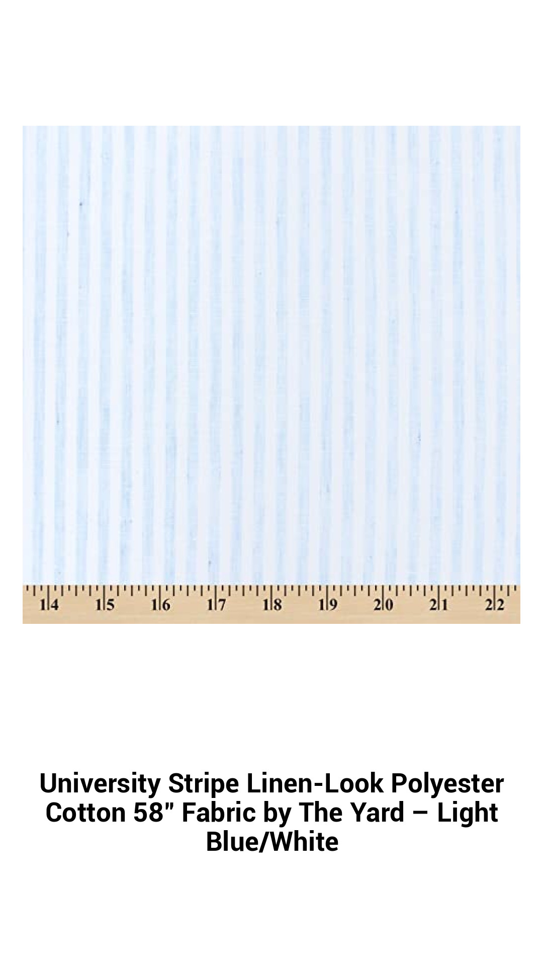 Premium Light Blue and White University Stripe Linen-Look Polyester Cotton Fabric by the Yard - Ideal for Upholstery, Crafts, and Apparel