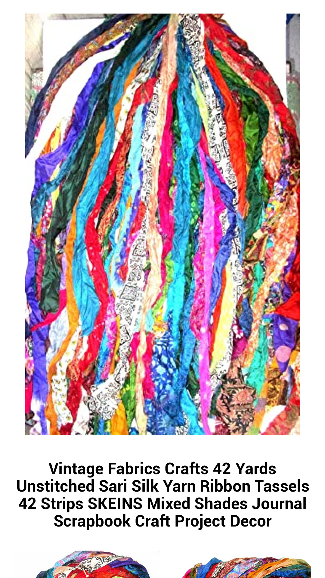 Exquisite Vintage Sari Silk Ribbon Yarn – 42 Unique Skeins for Crafting, Scrapbooking, and Décor Projects