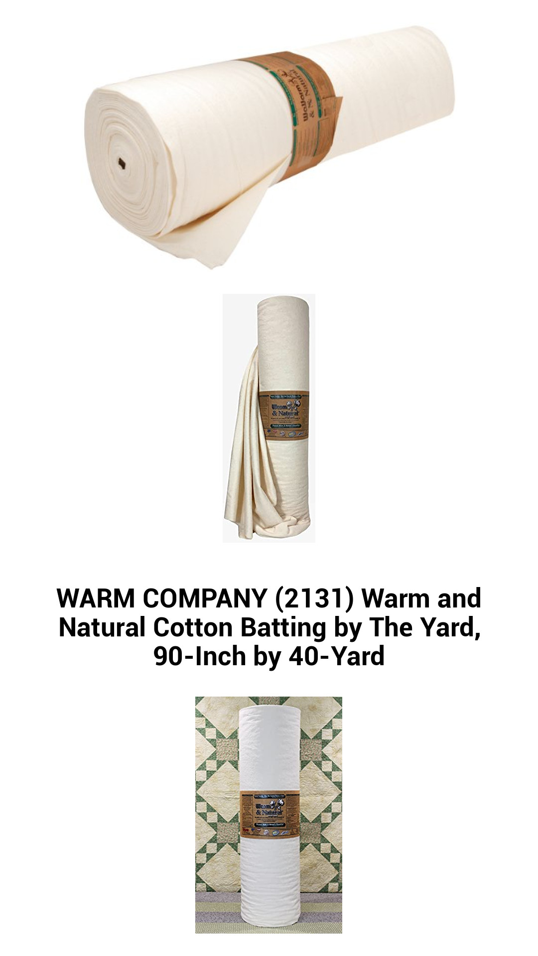 Premium Warm Company Natural Cotton Batting - Soft, Durable & Eco-Friendly 90-Inch by 40-Yard Roll