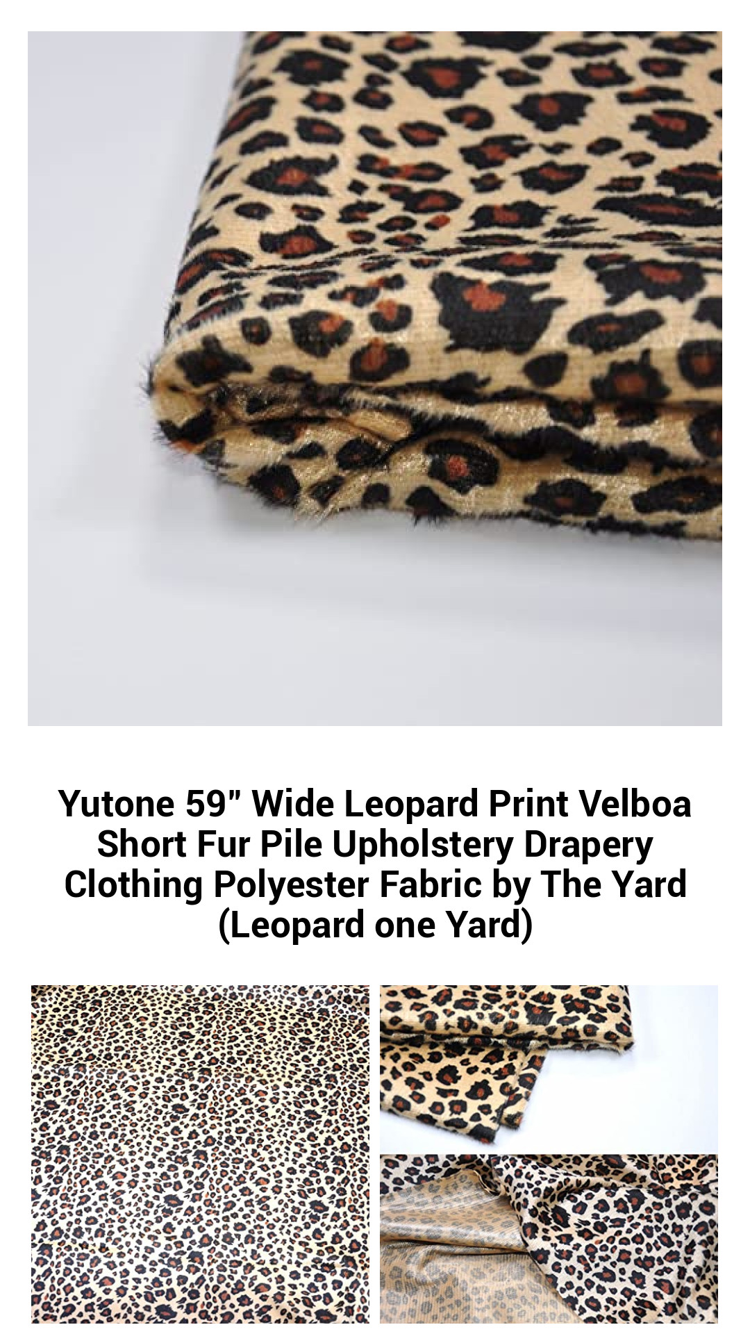 Luxe Leopard Print Velboa Upholstery Fabric - 59" Wide Polyester Short Fur Pile by the Yard for Fashion and Decor