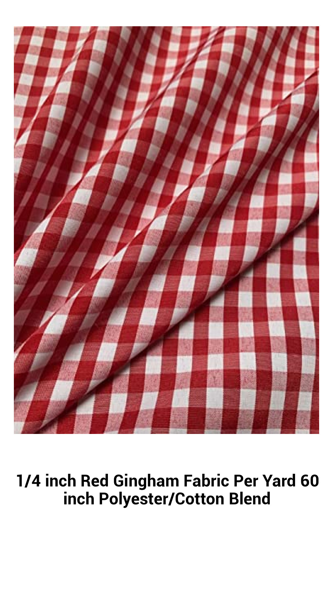 Vibrant 1/4 Inch Red Gingham Fabric - Perfect Polyester/Cotton Blend by the Yard
