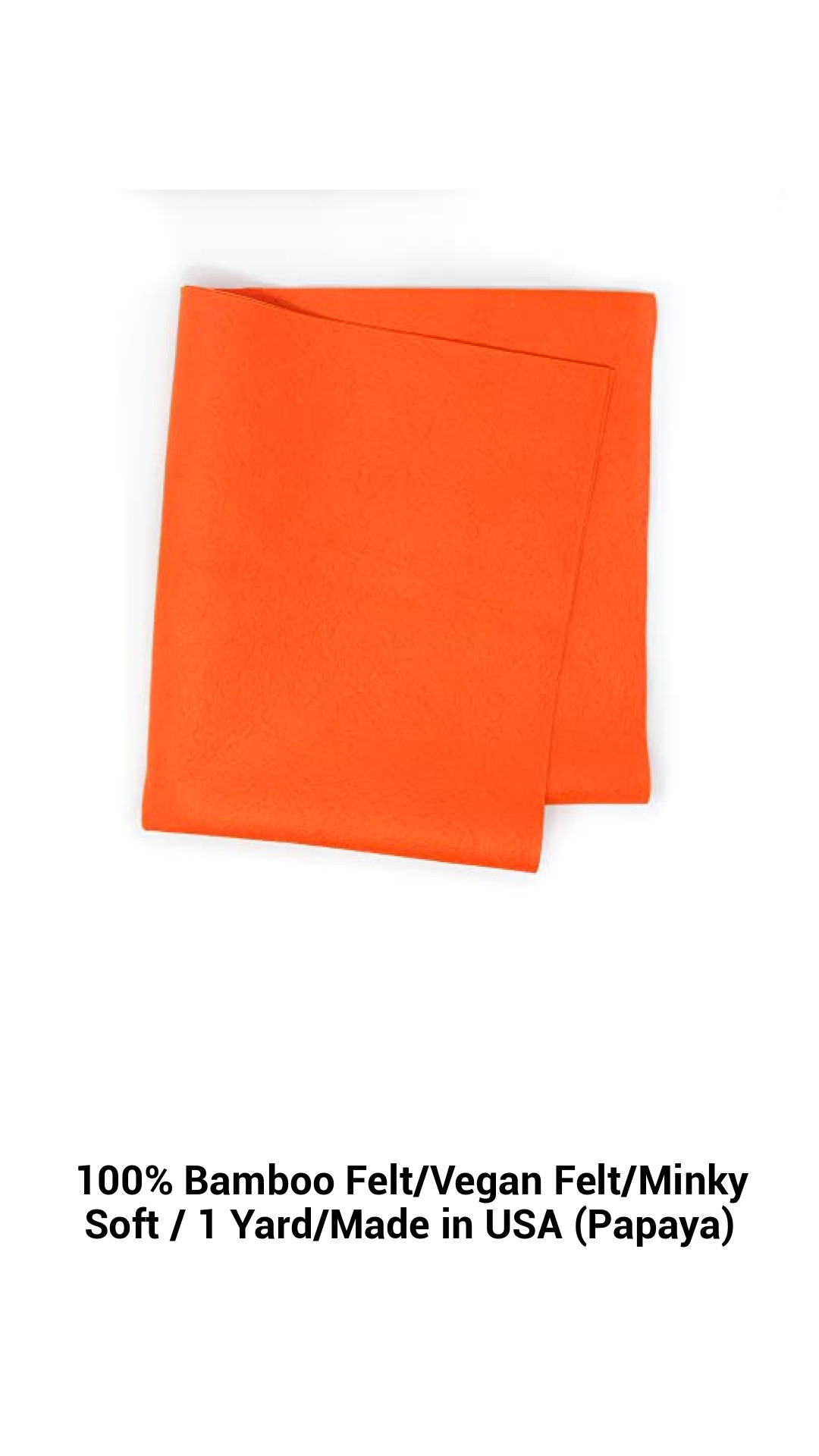 Luxuriously Soft 100% Bamboo Vegan Felt - Papaya Color, 1 Yard of Eco-Friendly Fabric, Made in the USA