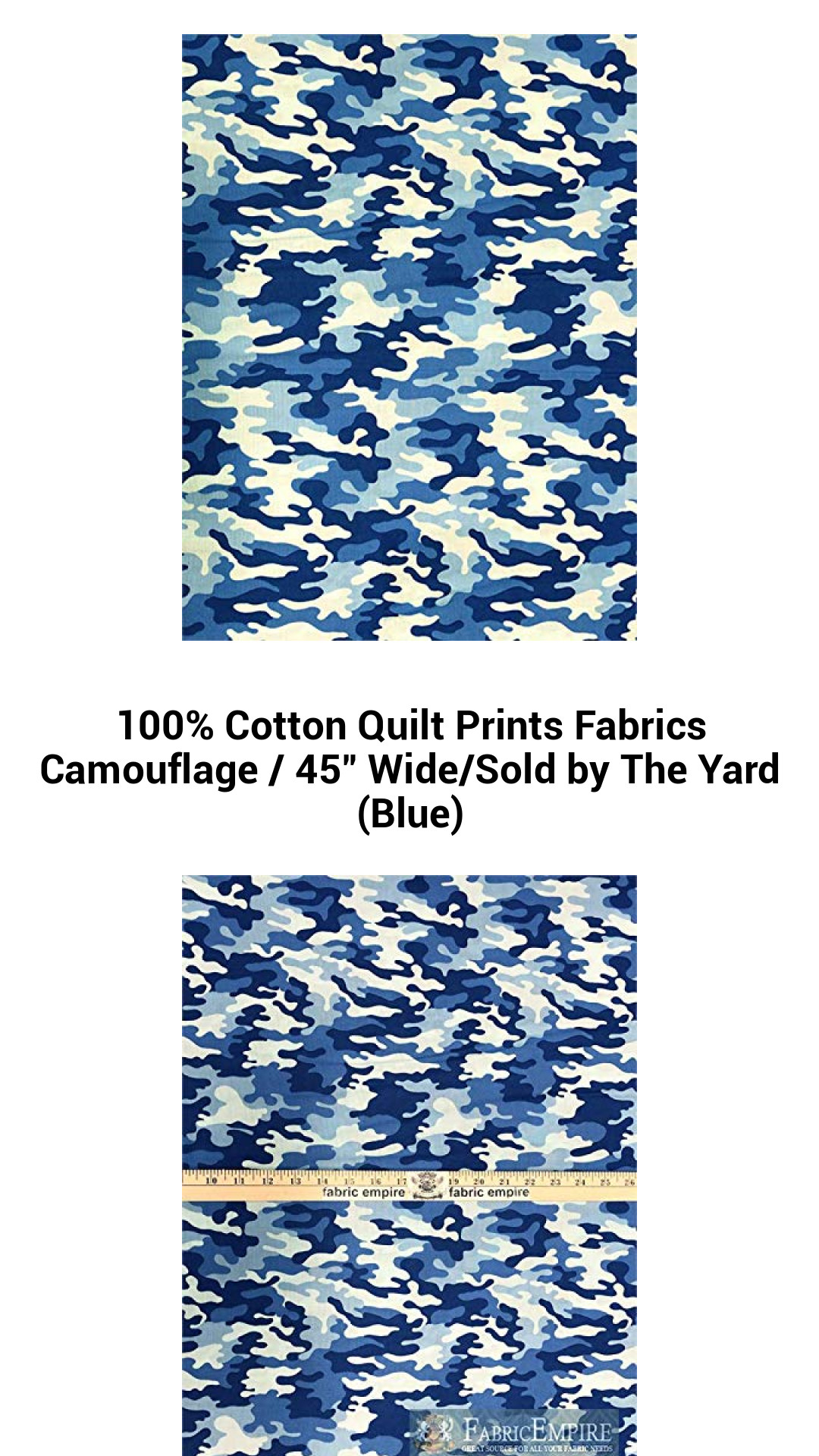 100% Cotton Quilt Prints Fabrics Camouflage / 45" Wide/Sold by The Yard (Blue) 100% Cotton Quilt Prints Fabrics Camouflage / 45" Wide/Sold by The Yard (Blue)