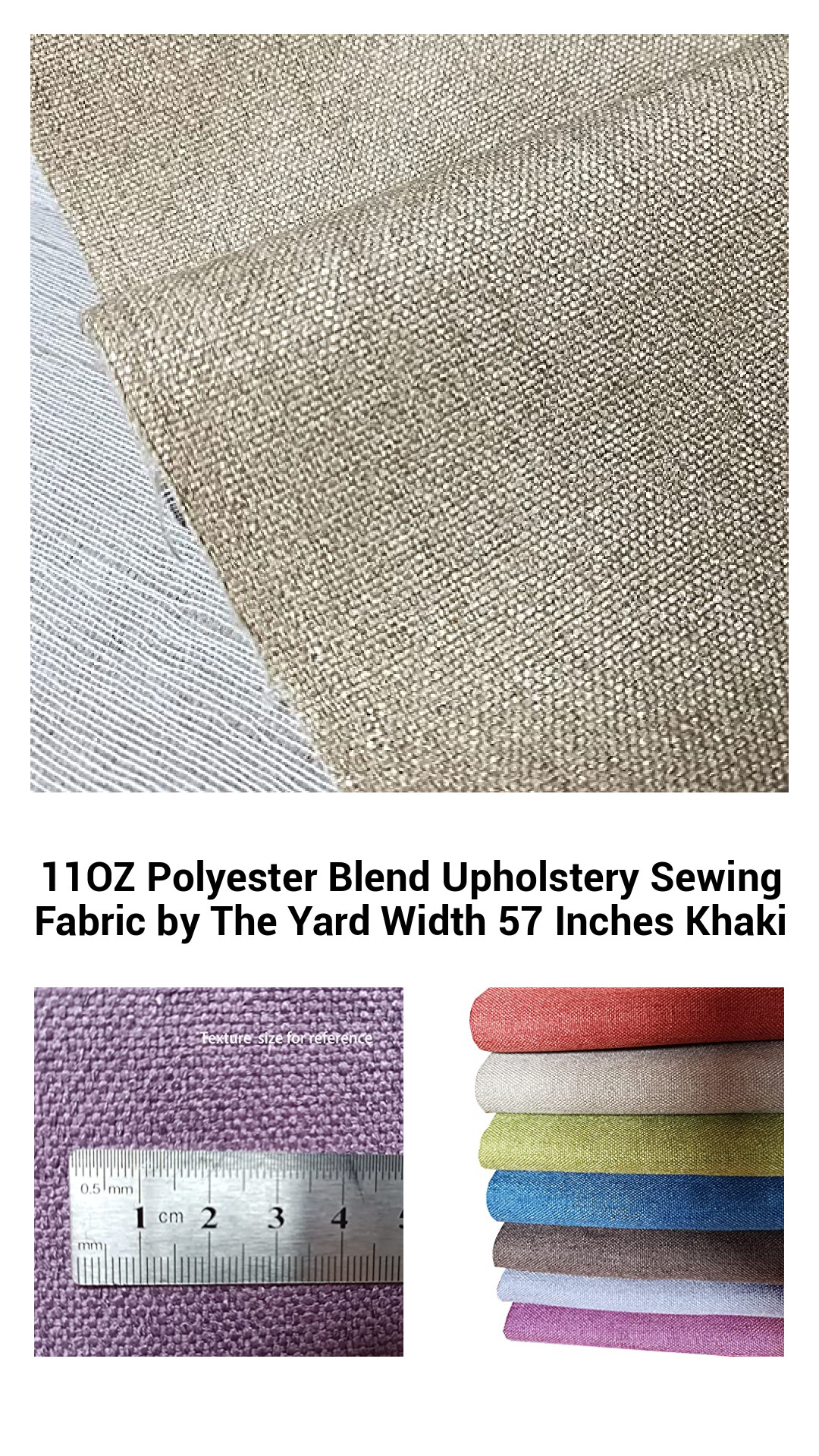 Premium 11OZ Khaki Polyester Blend Upholstery Fabric - Versatile Sewing Material by the Yard, 57 Inches Wide