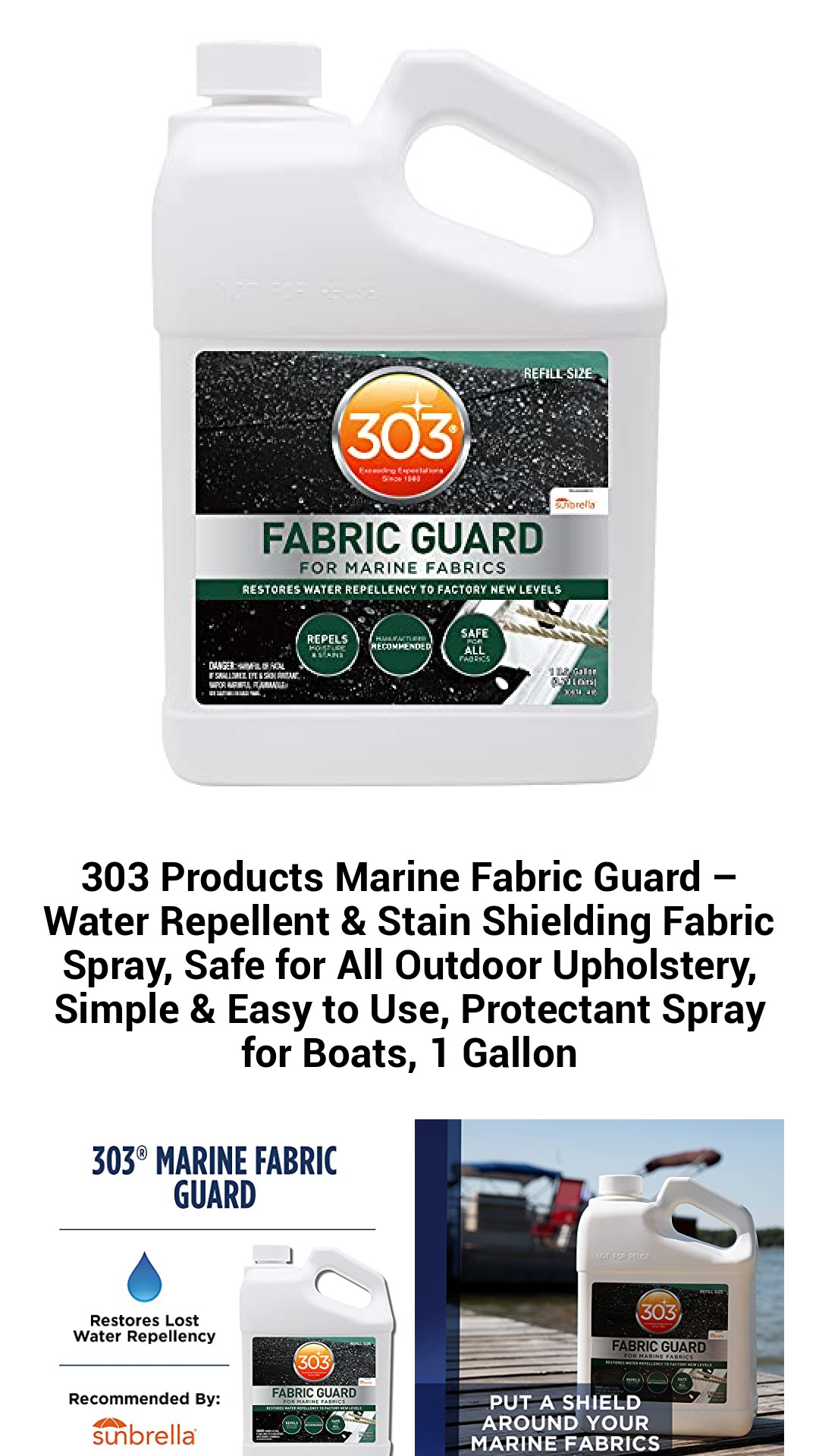 Ultimate Marine Fabric Protector – Advanced Water Repellent & Stain Shield Spray for Outdoor Upholstery – Easy-to-Use, Safe for All Fabrics – 1 Gallon