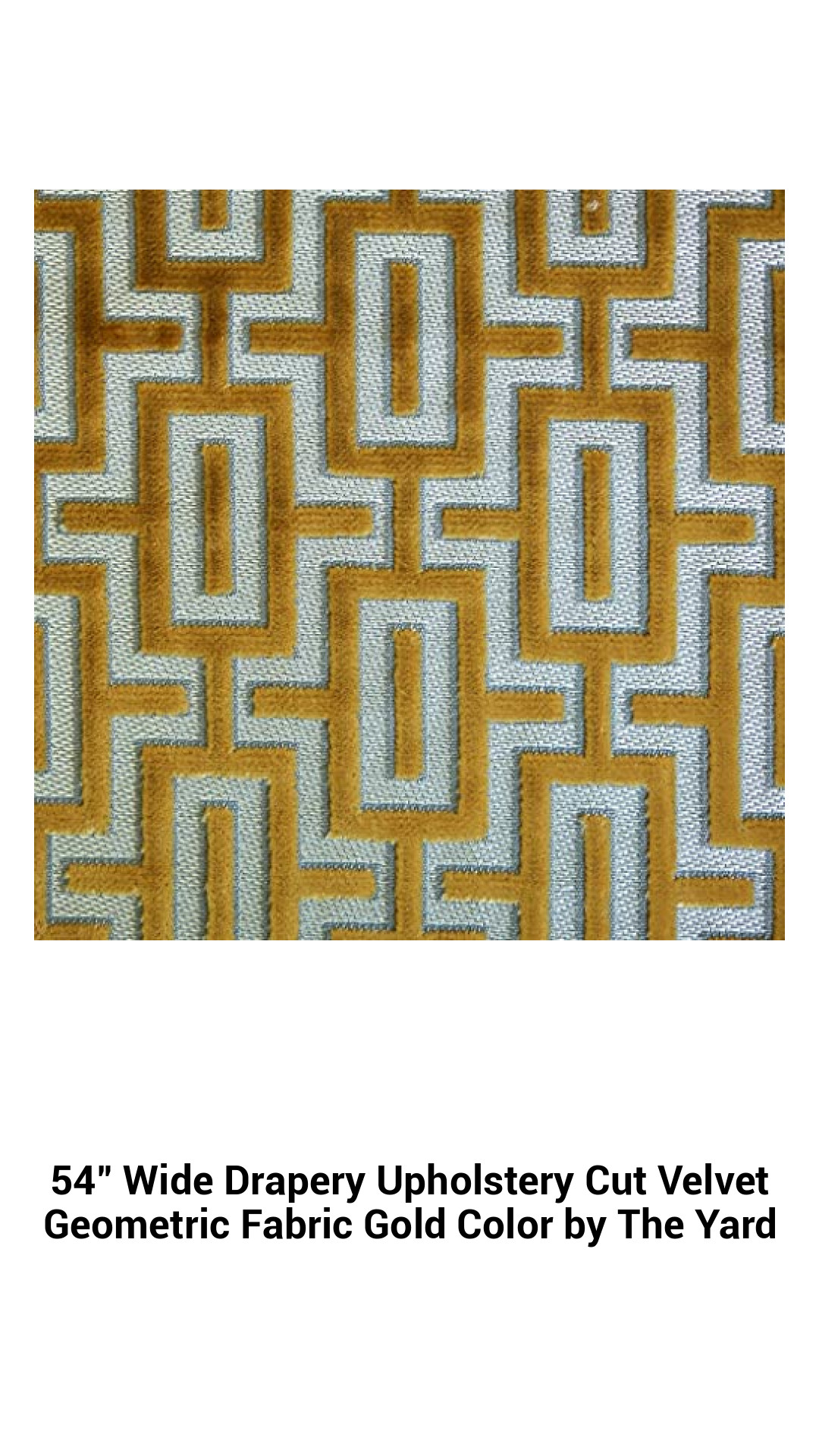 Luxurious Gold Geometric Cut Velvet Fabric - 54" Wide Upholstery and Drapery Material by the Yard