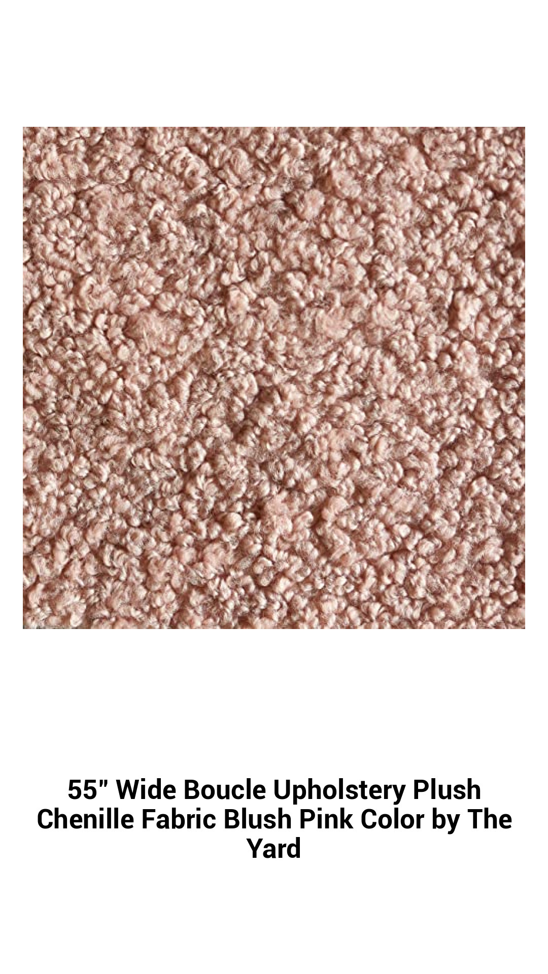 Luxurious Blush Pink Chenille Boucle Upholstery Fabric - 55" Wide, Perfect for Sofas, Pillows, and Décor