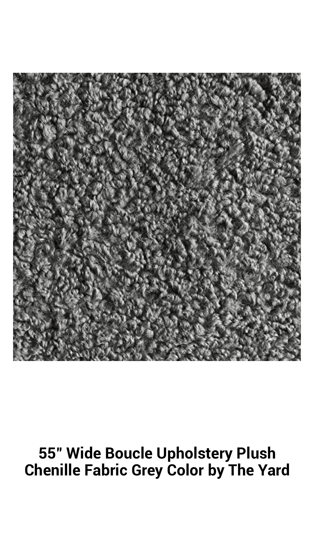 Luxurious 55-Inch Wide Grey Boucle Chenille Upholstery Fabric – Soft, Durable, and Ideal for Stylish Home Décor by the Yard