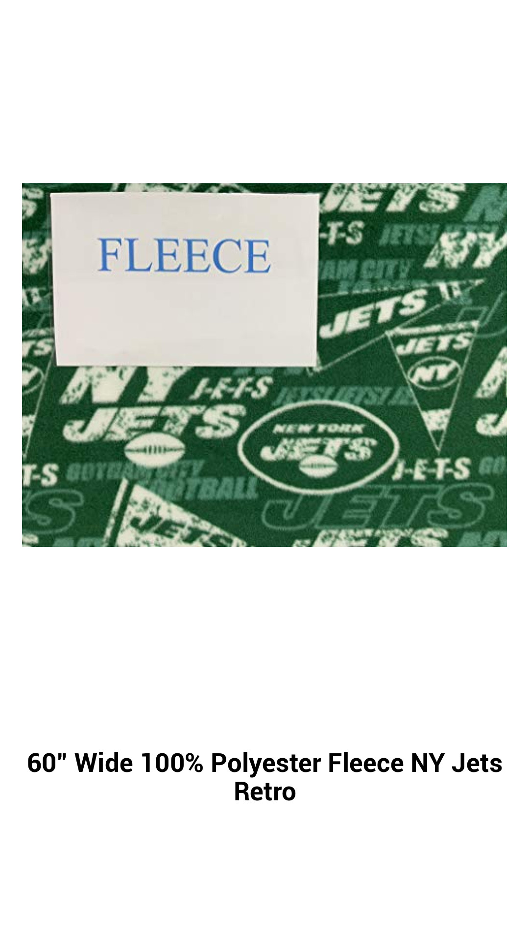 60” Wide 100% Polyester Fleece NY Jets Retro 60” Wide 100% Polyester Fleece NY Jets Retro