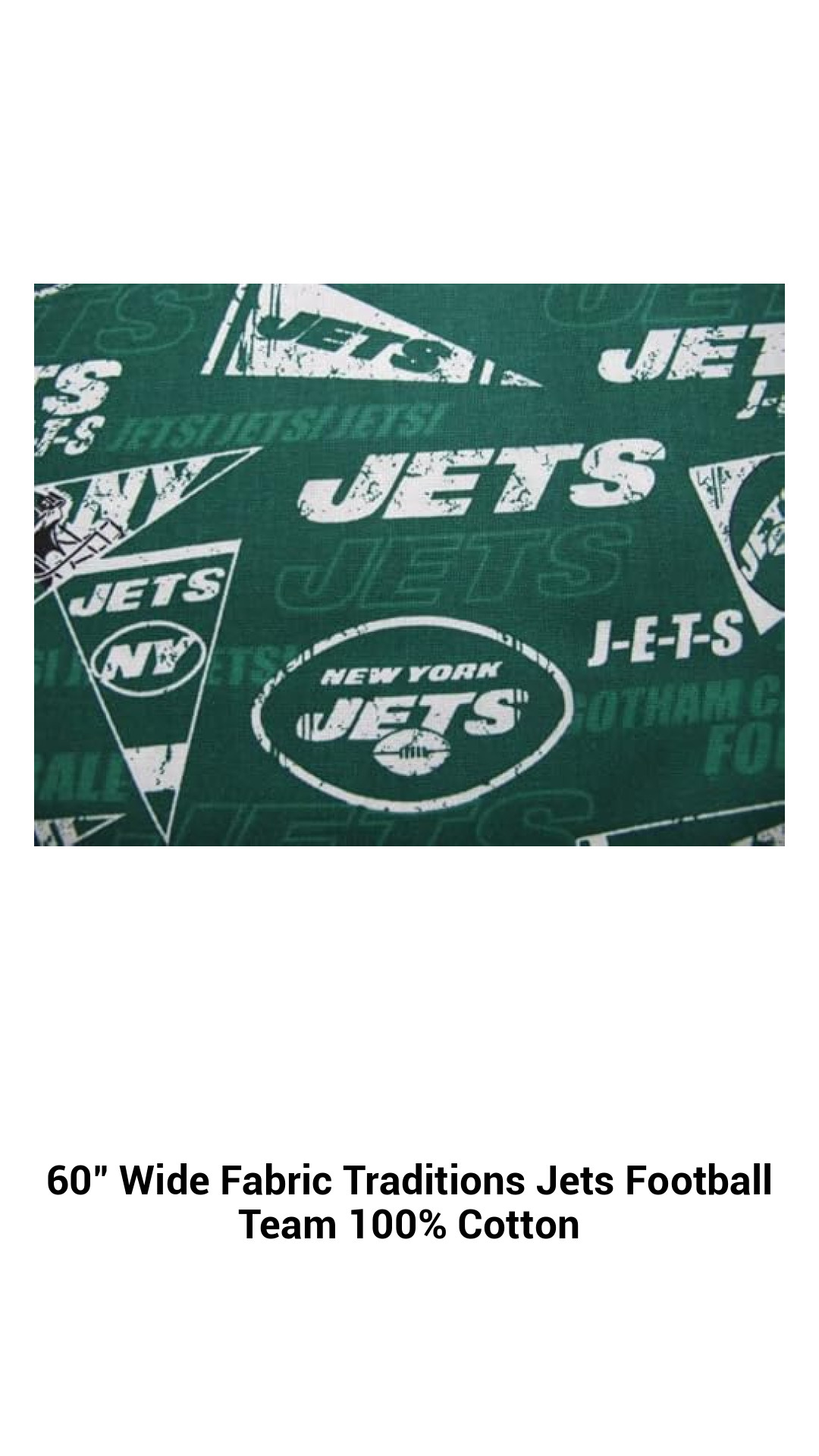 60" Wide Fabric Traditions Jets Football Team 100% Cotton 60" Wide Fabric Traditions Jets Football Team 100% Cotton