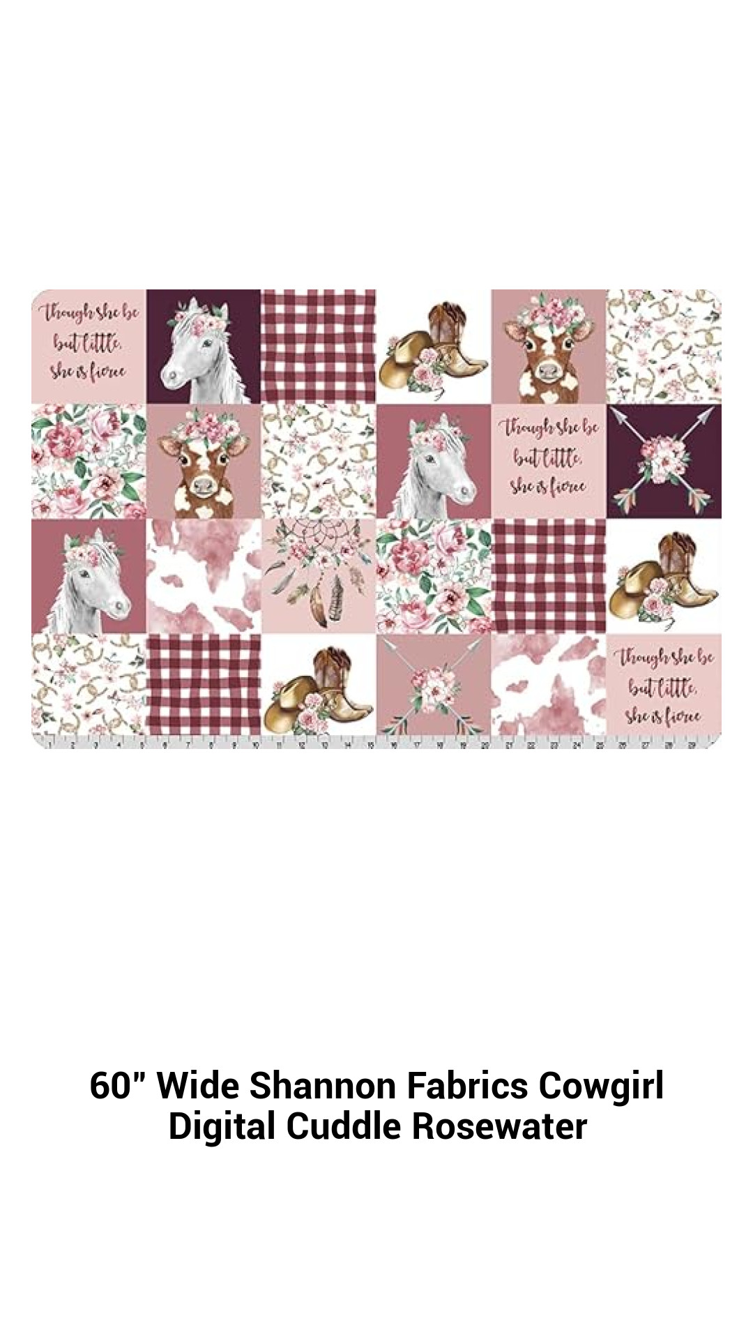 Luxurious 60-Inch Wide Shannon Fabrics Cowgirl Digital Cuddle in Rosewater – Soft Minky Fabric for Cozy Creations