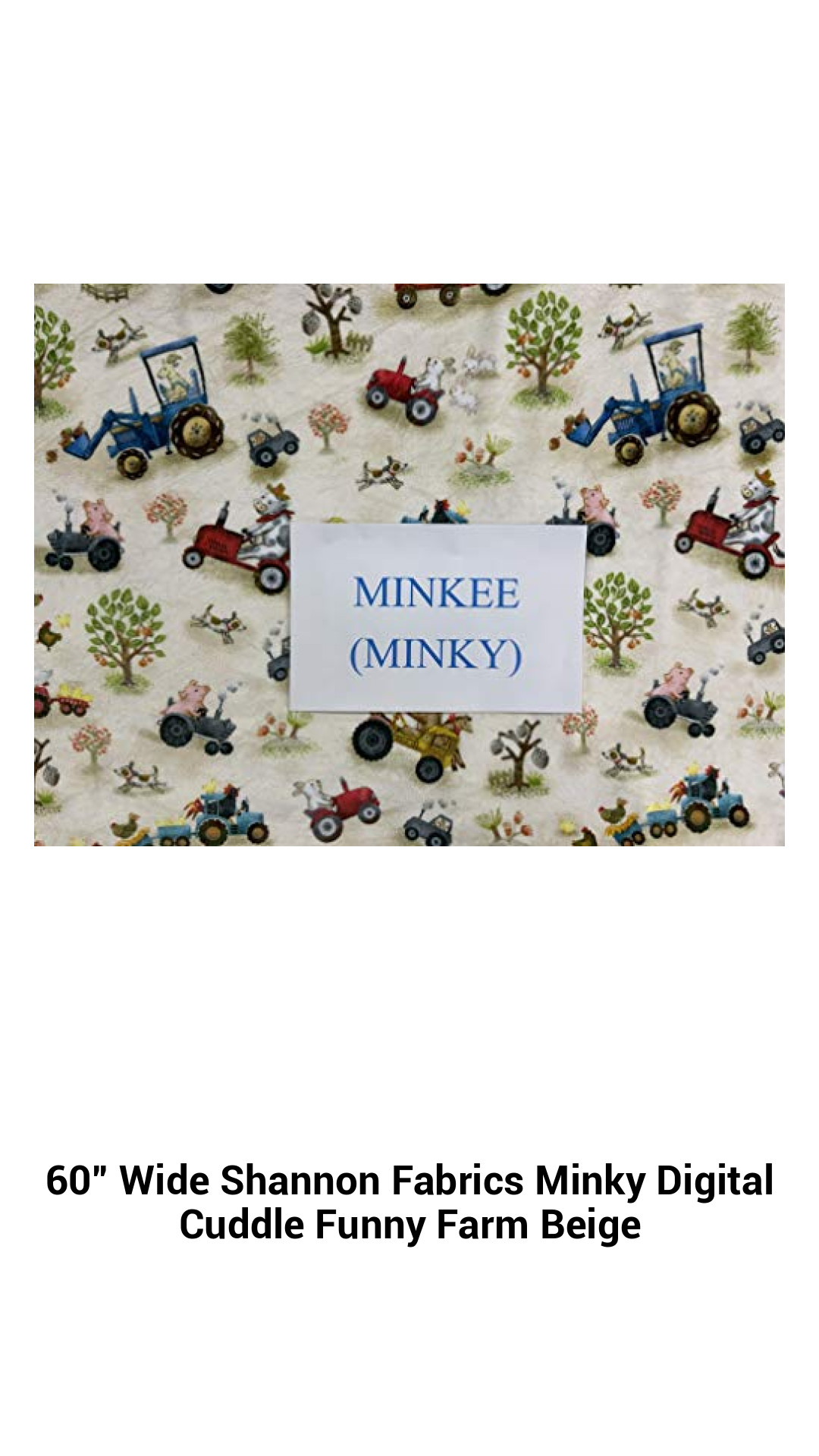 Cozy Up with Shannon Fabrics 60” Wide Minky Digital Cuddle in Adorable Funny Farm Beige – Perfect for Crafting and Snuggling
