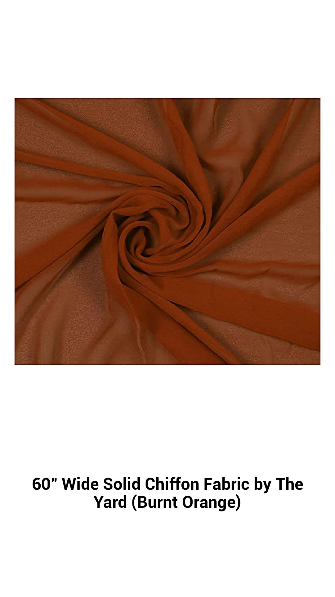 Luxurious 60-Inch Wide Burnt Orange Chiffon Fabric – Elegant, Lightweight Polyester for DIY Projects and Event Decor