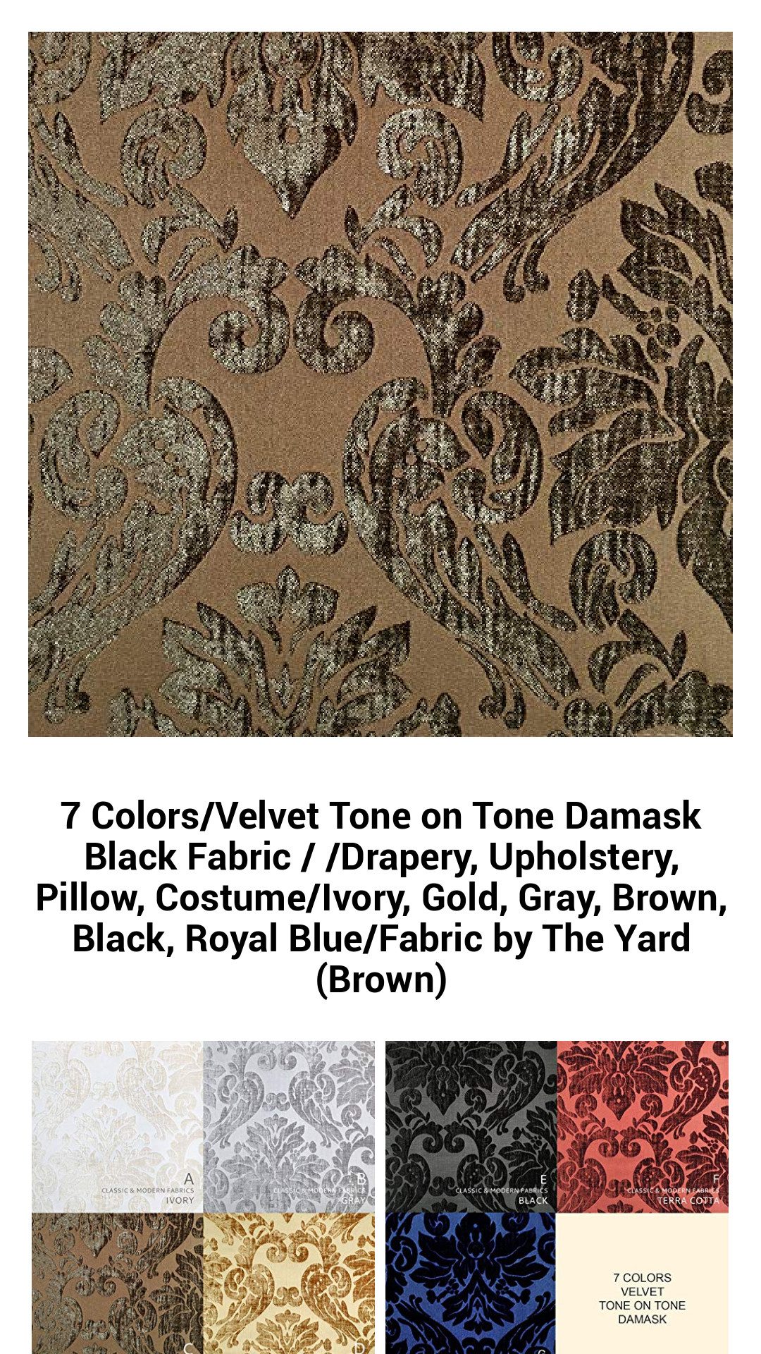 Luxe Velvet Damask Fabric in 7 Exquisite Colors for Drapery, Upholstery, and Home Decor - Perfect for Pillows and Costumes
