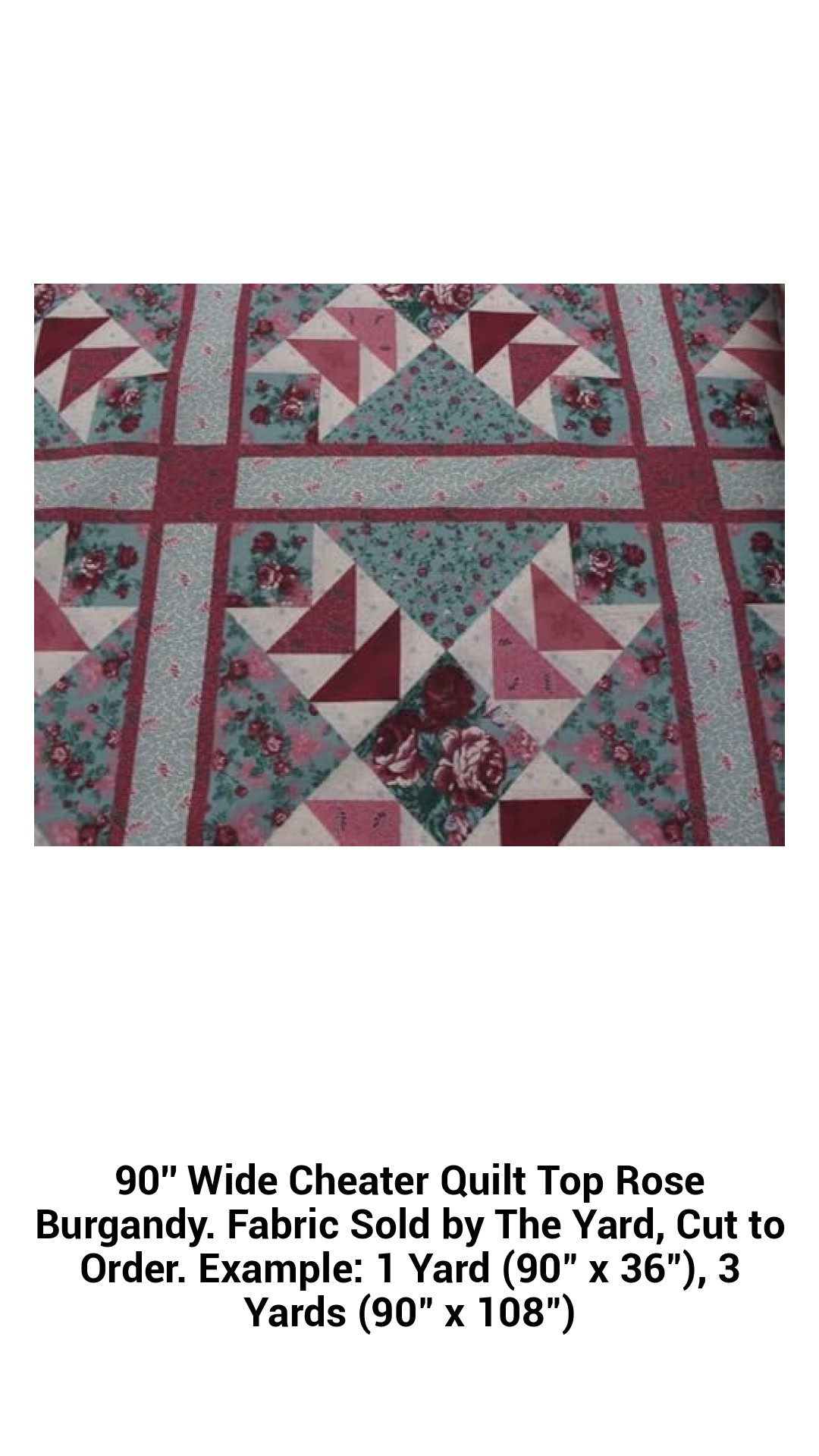 Luxurious 90-Inch Wide Rose Burgundy Cheater Quilt Top Fabric - Sold by the Yard, Custom Cuts Available