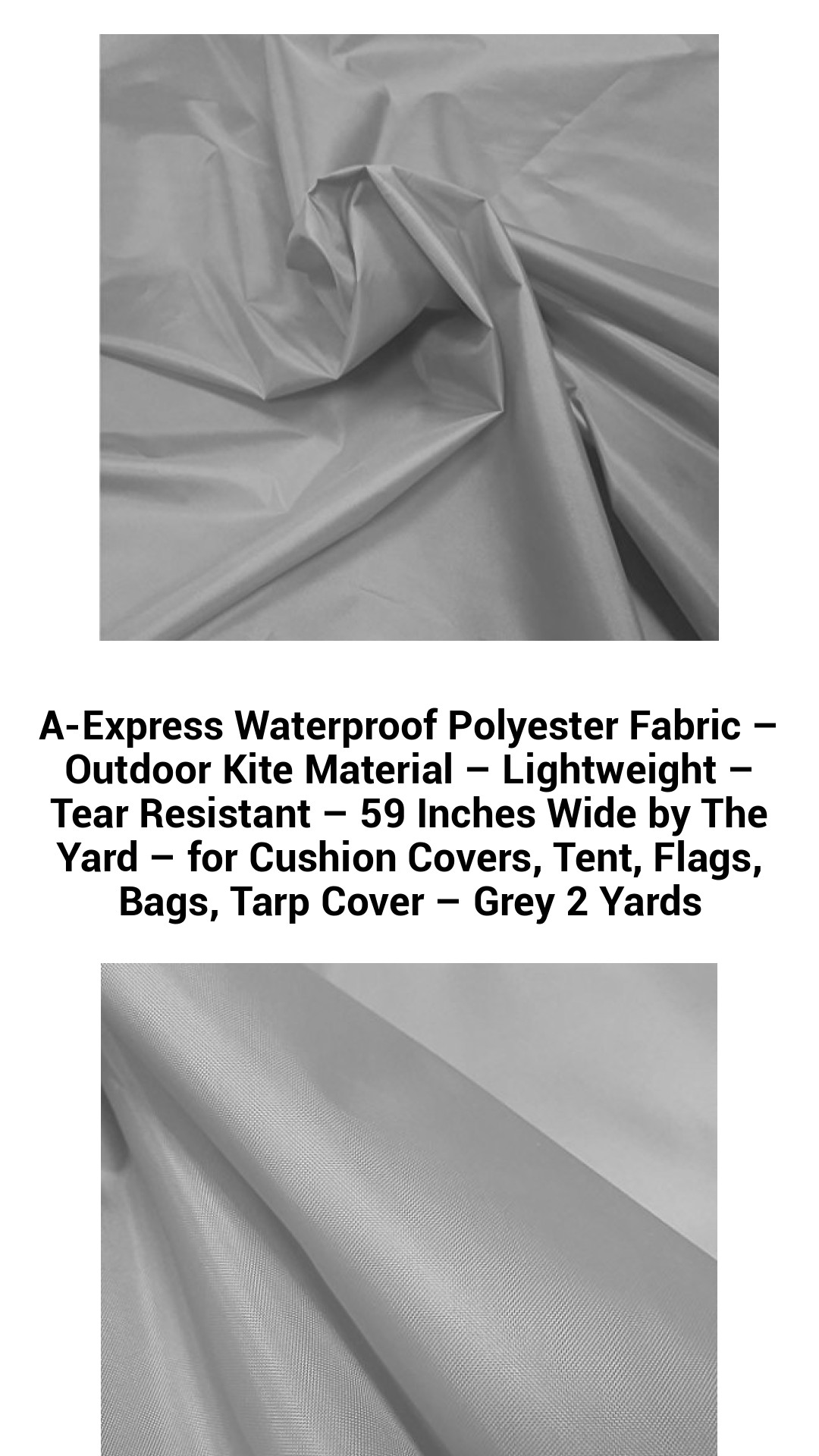 Premium Lightweight Waterproof Polyester Fabric – Versatile Outdoor Material for Kites, Tents, Bags, and More – 59 Inches Wide, Grey – Sold by the Yard