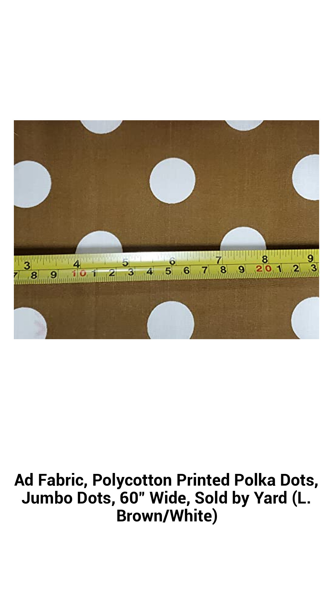 Versatile Polycotton Jumbo Polka Dot Fabric – 60" Wide, Sold by the Yard in Lovely Brown and White