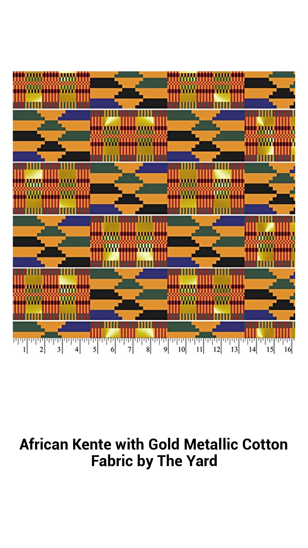 Vibrant African Kente Fabric with Luxurious Gold Metallic Accents – Premium Cotton by the Yard for Crafting and Fashion