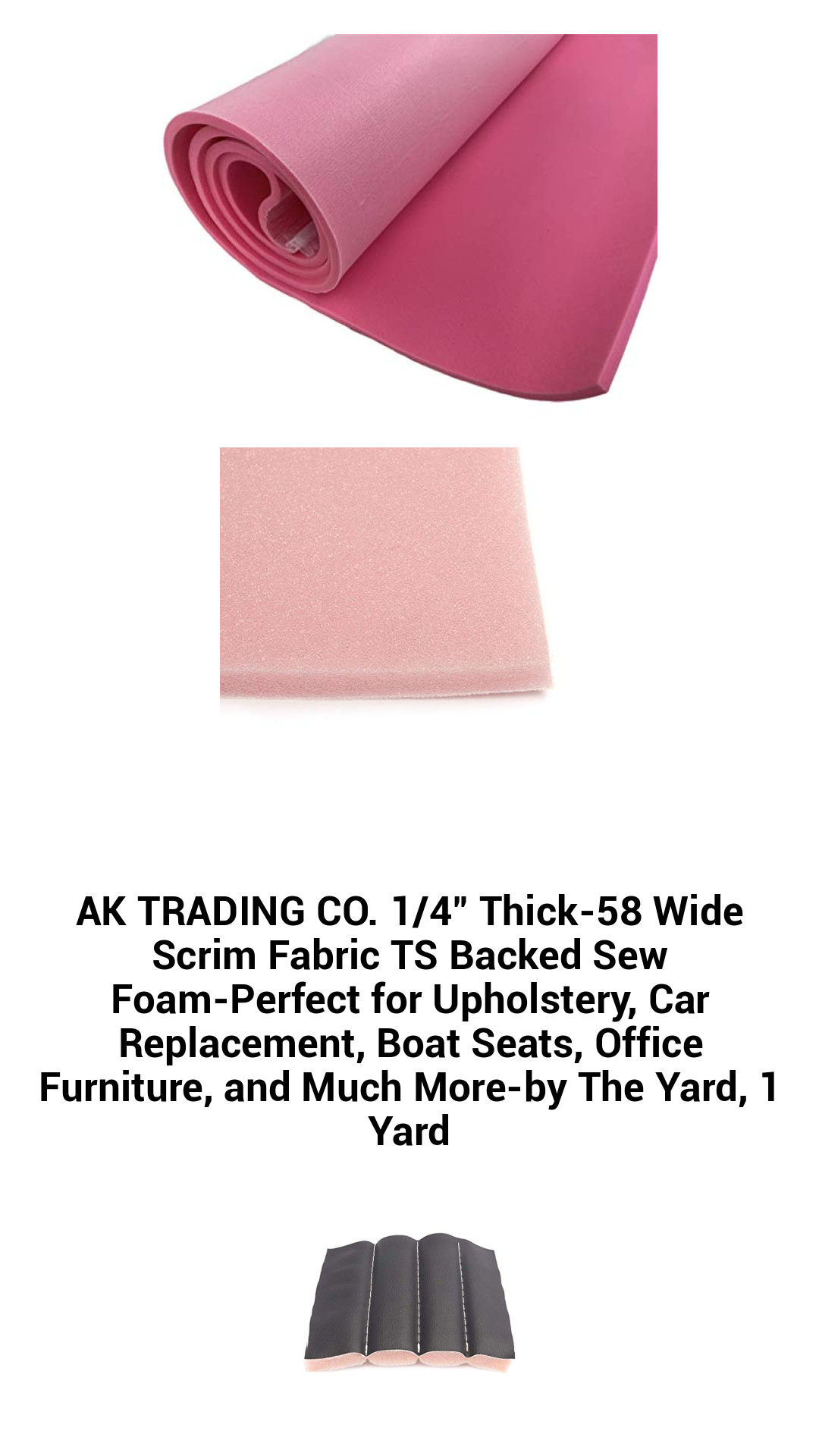 AK TRADING CO. 1/4" Thick-58 Wide Scrim Fabric TS Backed Sew Foam-Perfect for Upholstery, Car Replacement, Boat Seats, Office Furniture, and Much More-by The Yard, 1 Yard AK TRADING CO. 1/4" Thick-58 Wide Scrim Fabric TS Backed Sew Foam-Perfect for Upholstery, Car Replacement, Boat Seats, Office Furniture, and Much More-by The Yard, 1 Yard