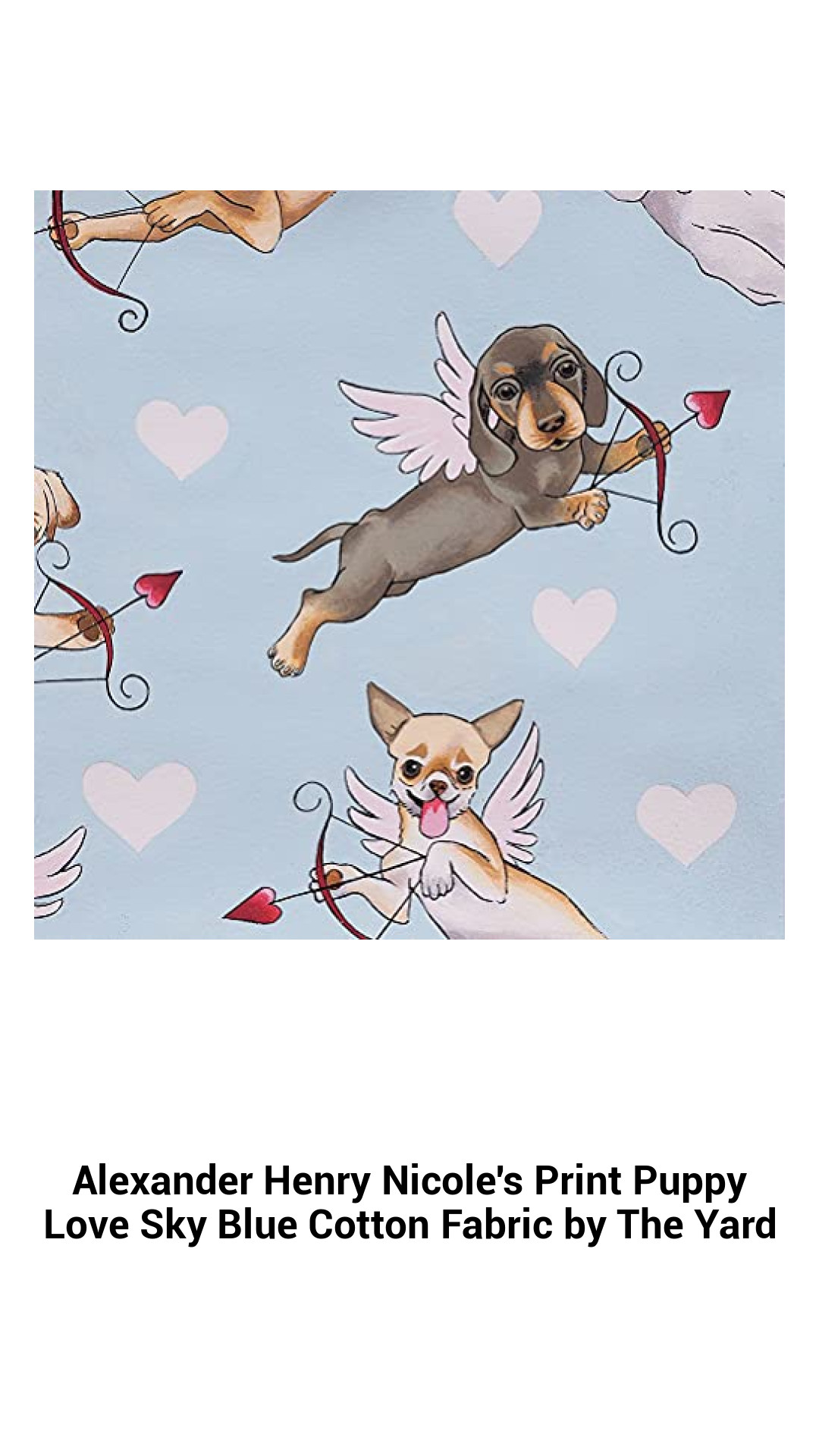 Adorable Puppy Love Sky Blue Cotton Fabric by Alexander Henry – Perfect for Quilting, Crafts, and Home Décor