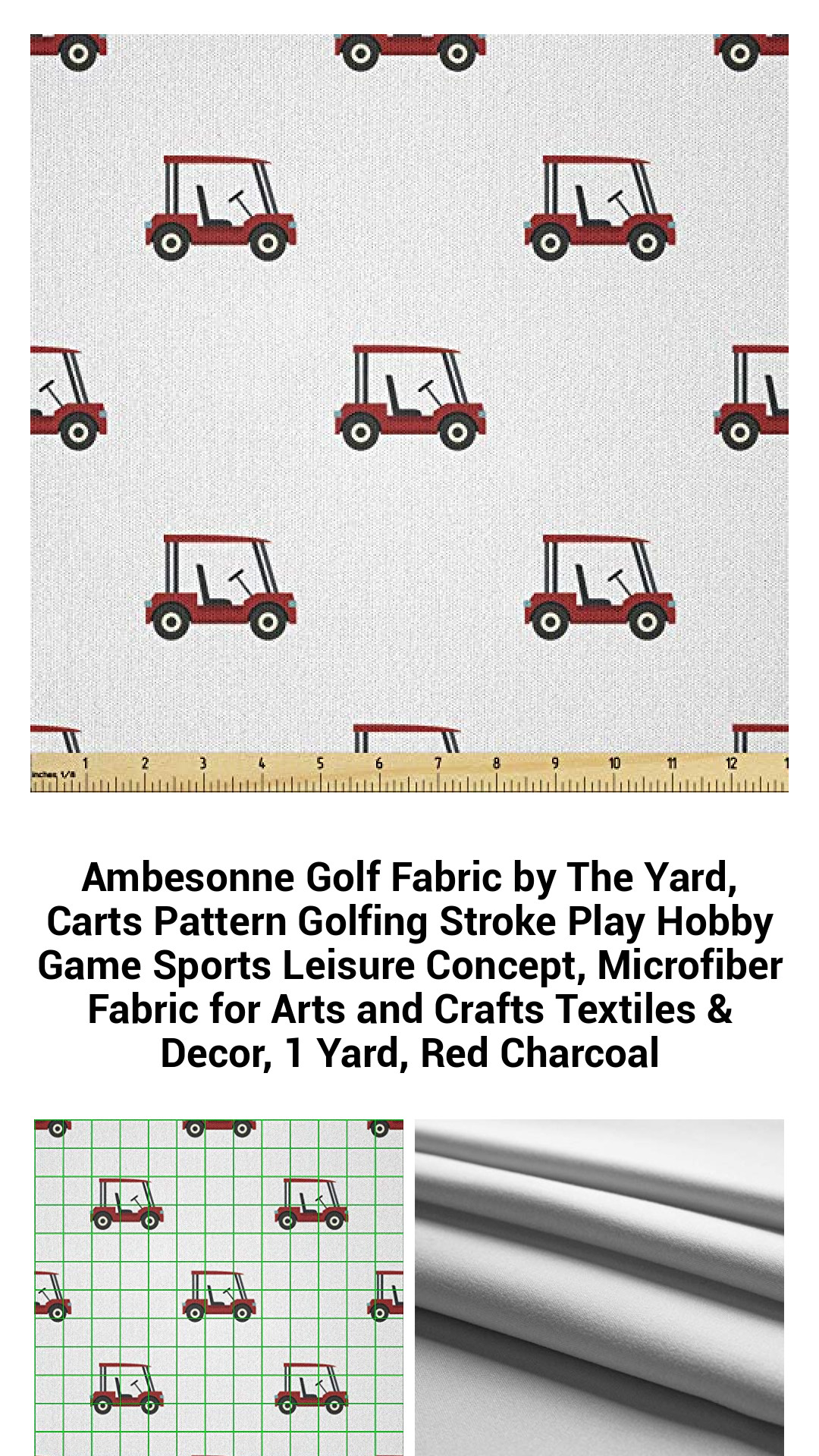 Ambesonne Golf Fabric by The Yard, Carts Pattern Golfing Stroke Play Hobby Game Sports Leisure Concept, Microfiber Fabric for Arts and Crafts Textiles & Decor, 1 Yard, Red Charcoal Ambesonne Golf Fabric by The Yard, Carts Pattern Golfing Stroke Play Hobby Game Sports Leisure Concept, Microfiber Fabric for Arts and Crafts Textiles & Decor, 1 Yard, Red Charcoal
