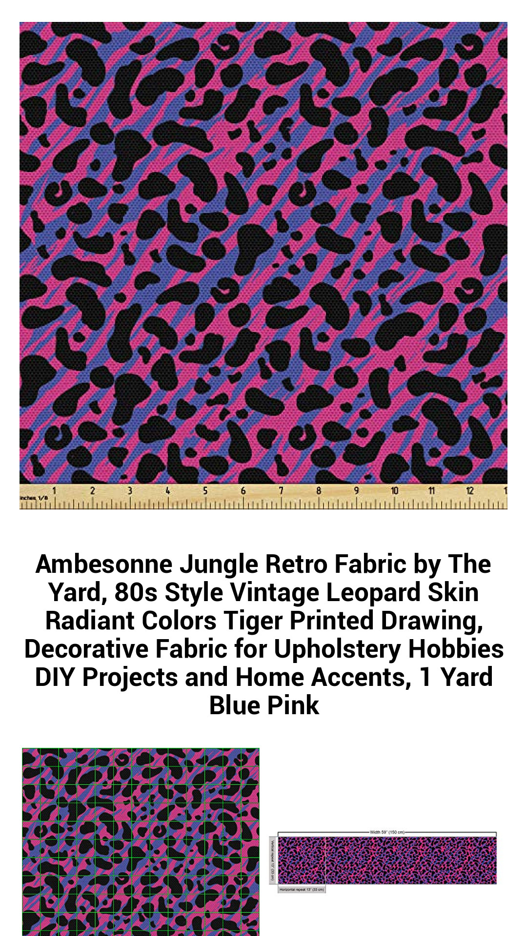 Unleash Creativity with Vibrant Leopard Print Fabric - 80s Retro Tiger Design for DIY Upholstery and Home Decor - 1 Yard of Colorful Polyester
