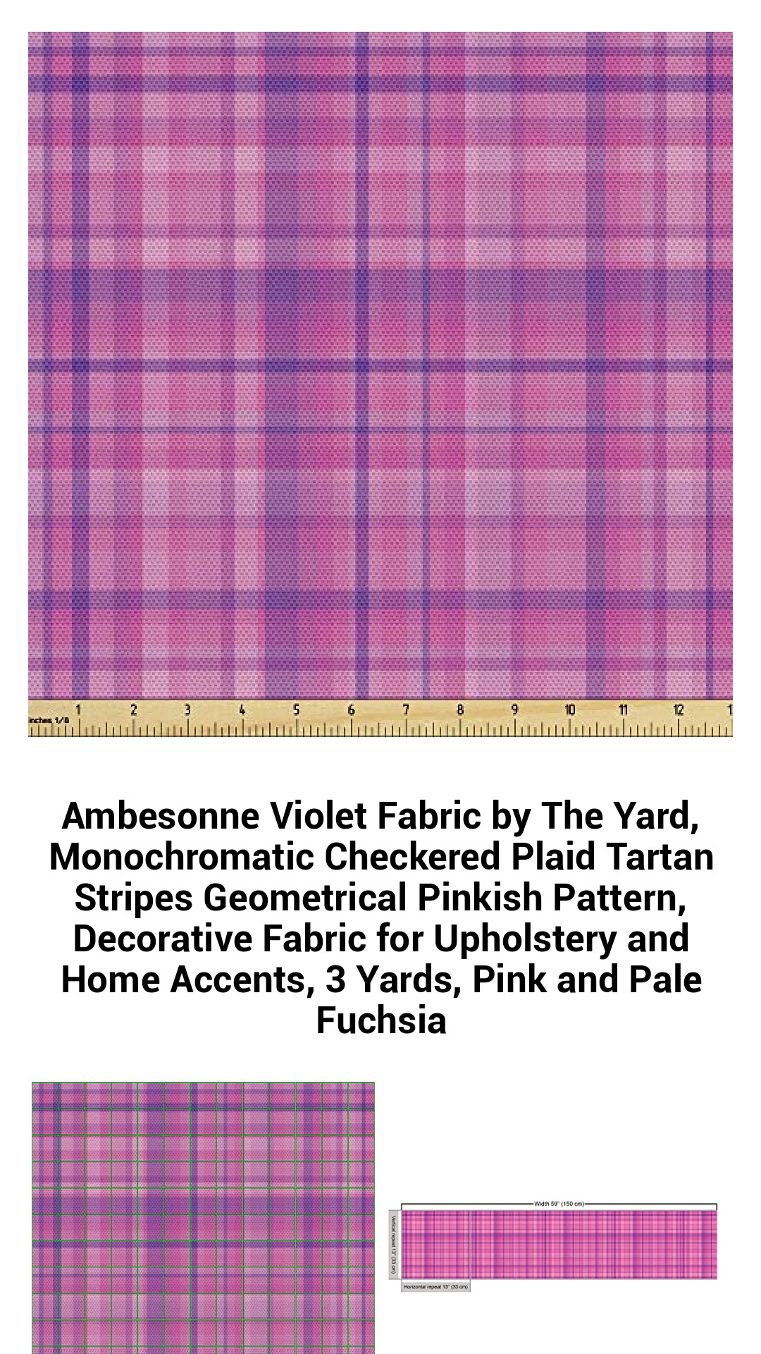 Premium Pink and Fuchsia Geometric Checkered Fabric by The Yard - Versatile Upholstery and Home Décor Textile, 3 Yards of Durable Waterproof Polyester